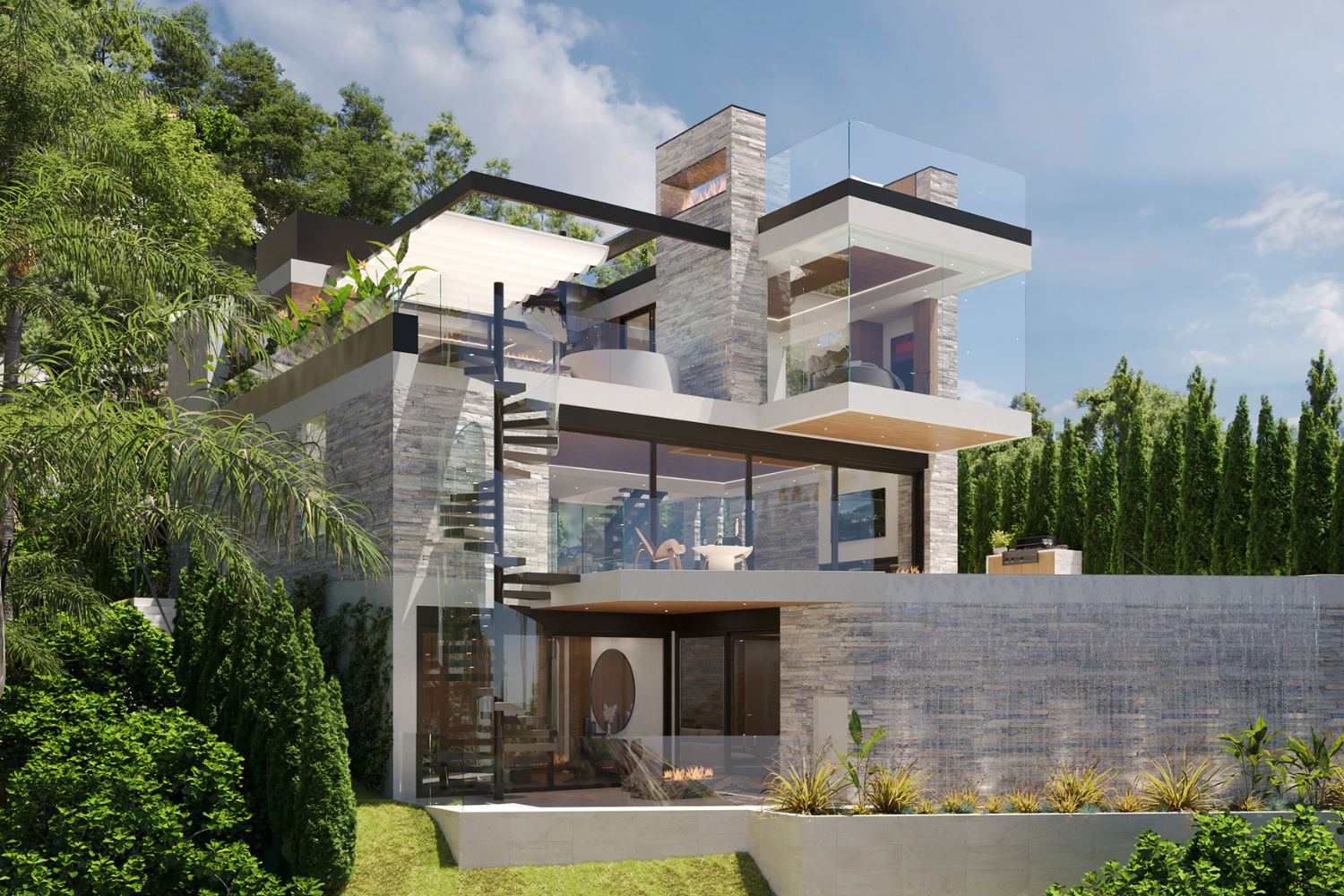 Hedges luxury modern indoor outdoor home in the Hollywood Hills