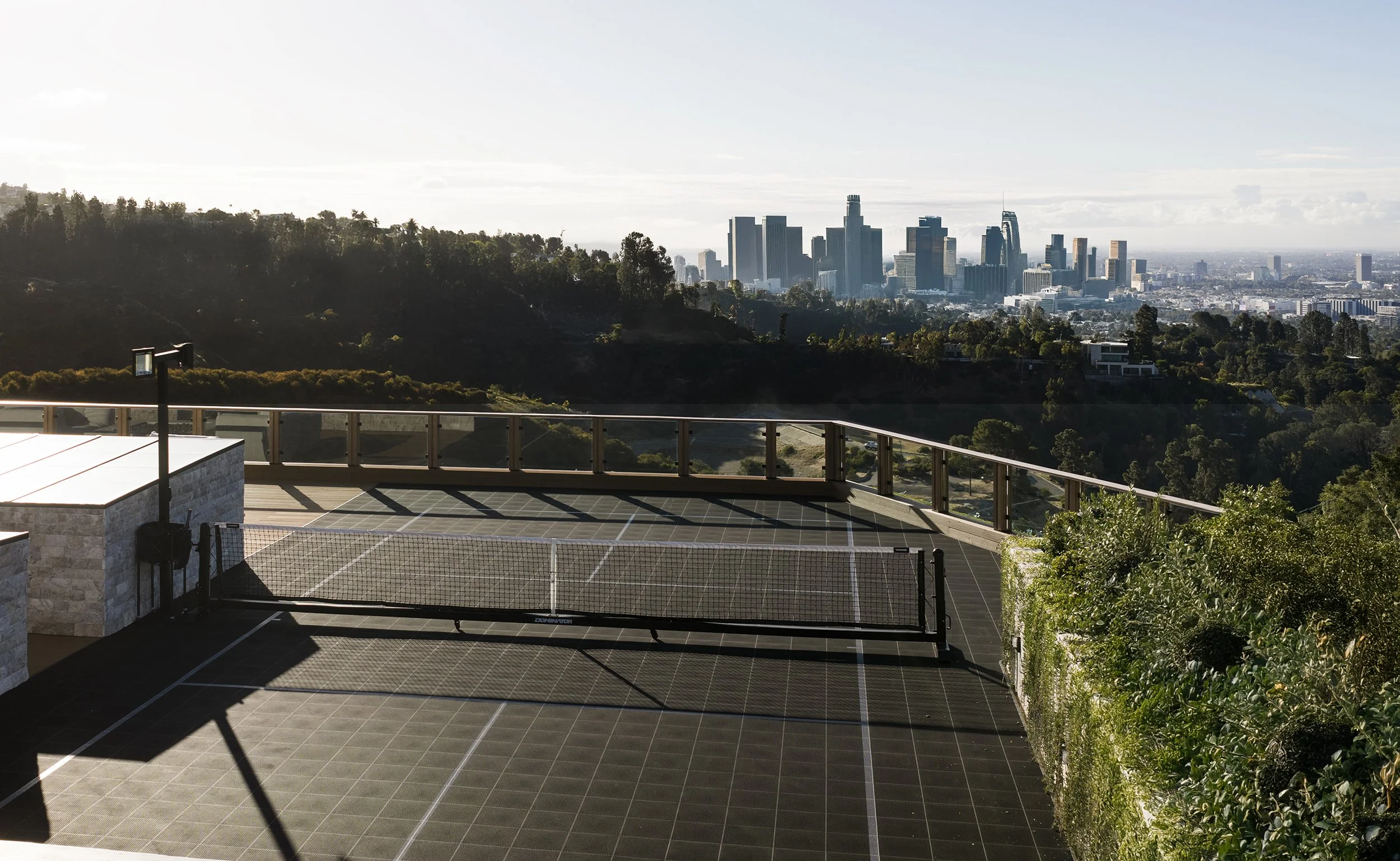 Laurel House Beverly Hills modern luxury home rooftop tennis court with views