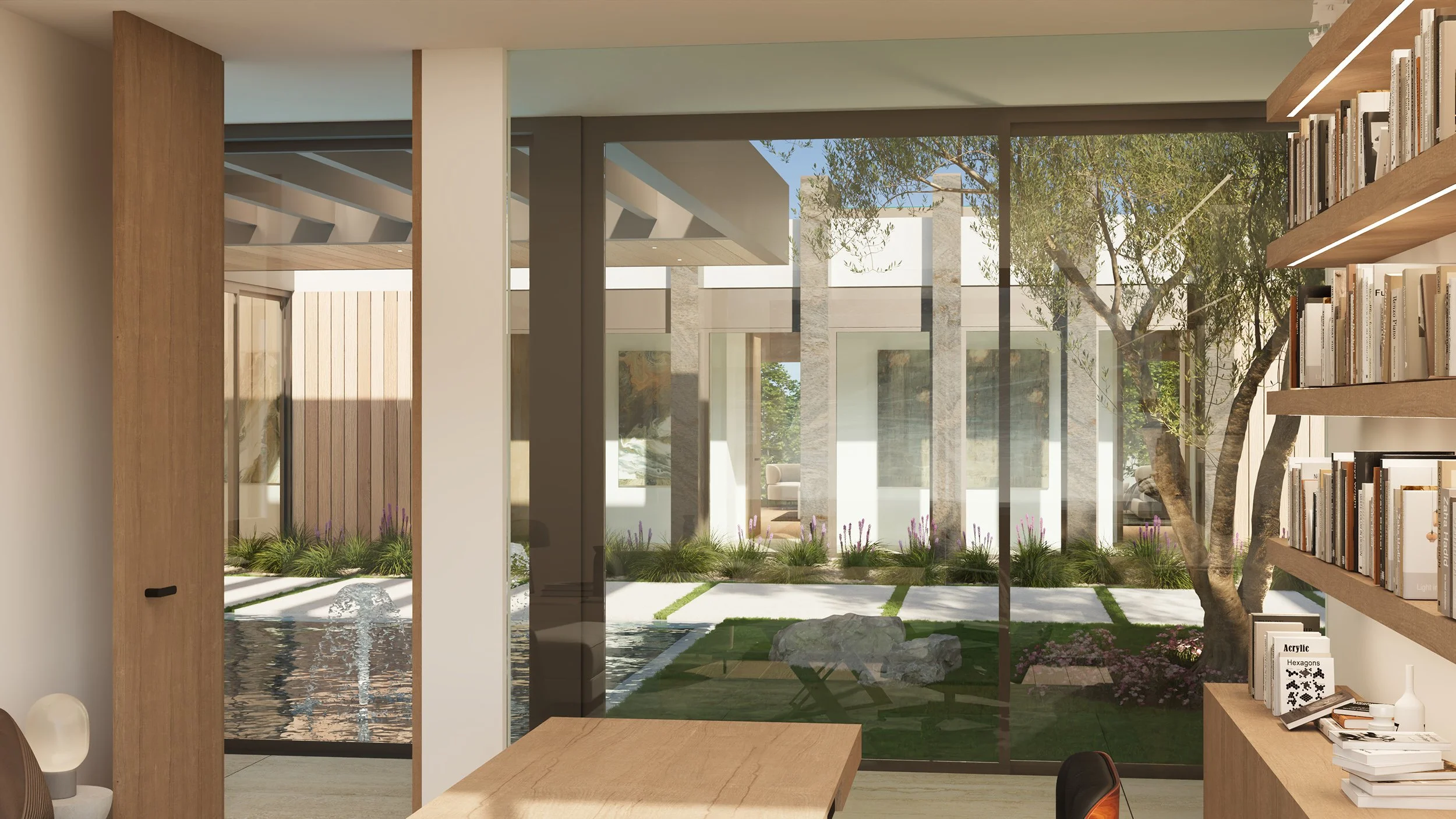Rancho Santa Fe, a luxury modern home in San Diego, California with indoor outdoor design.