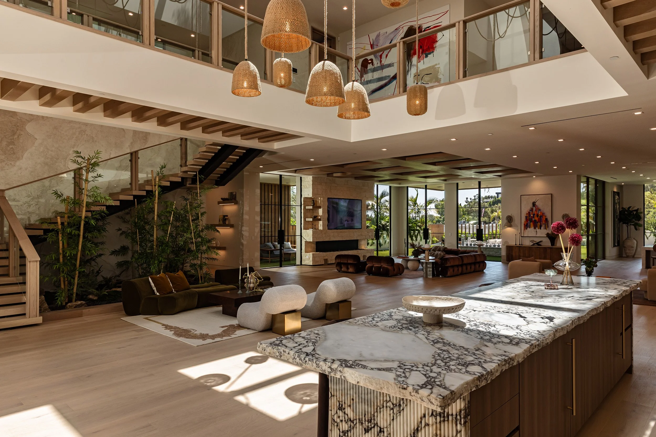 Franklin Canyon Beverly Hills modern home with bright open plan interior