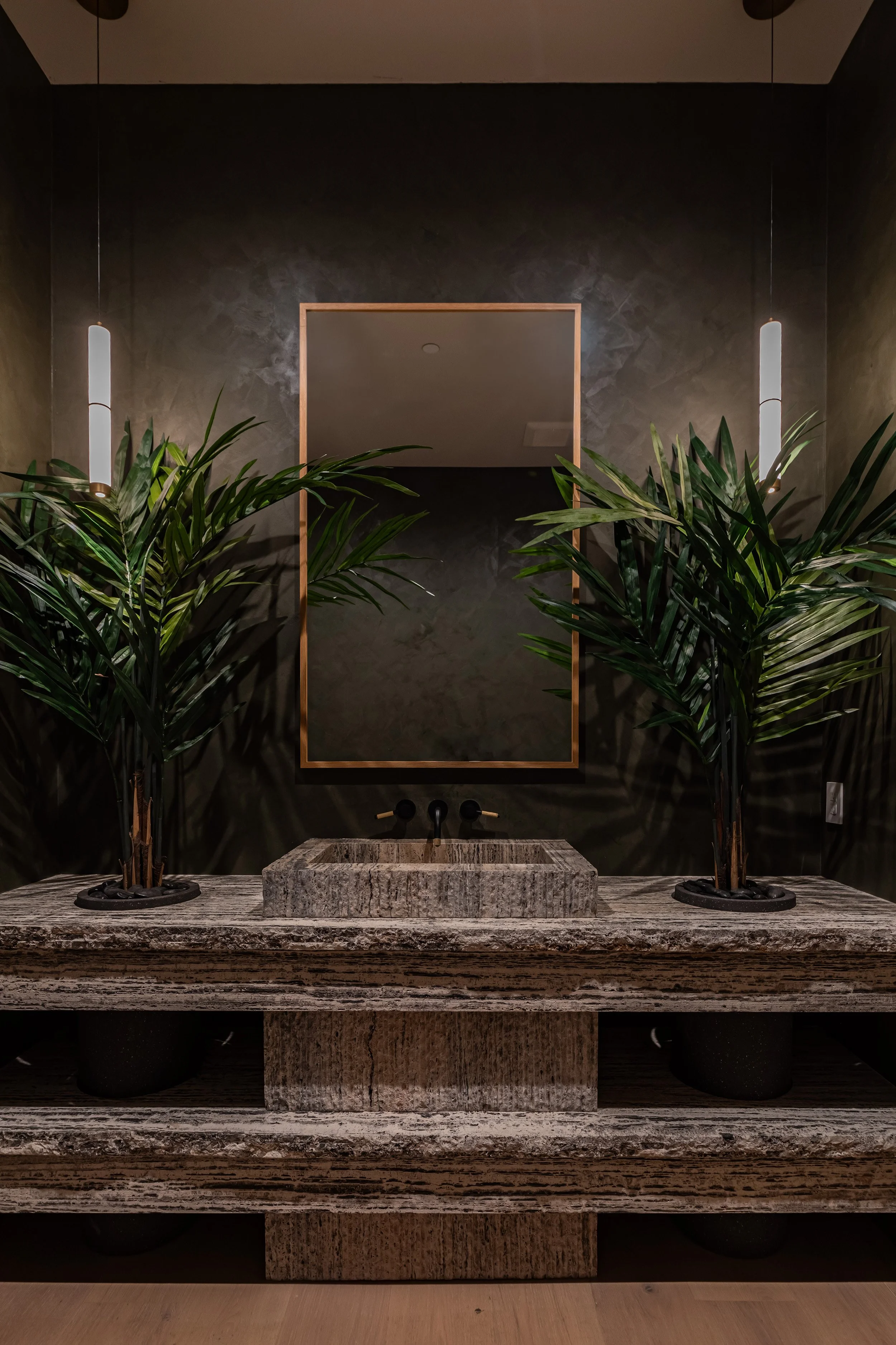 Franklin Canyon Beverly Hills luxury home modern powder room sink