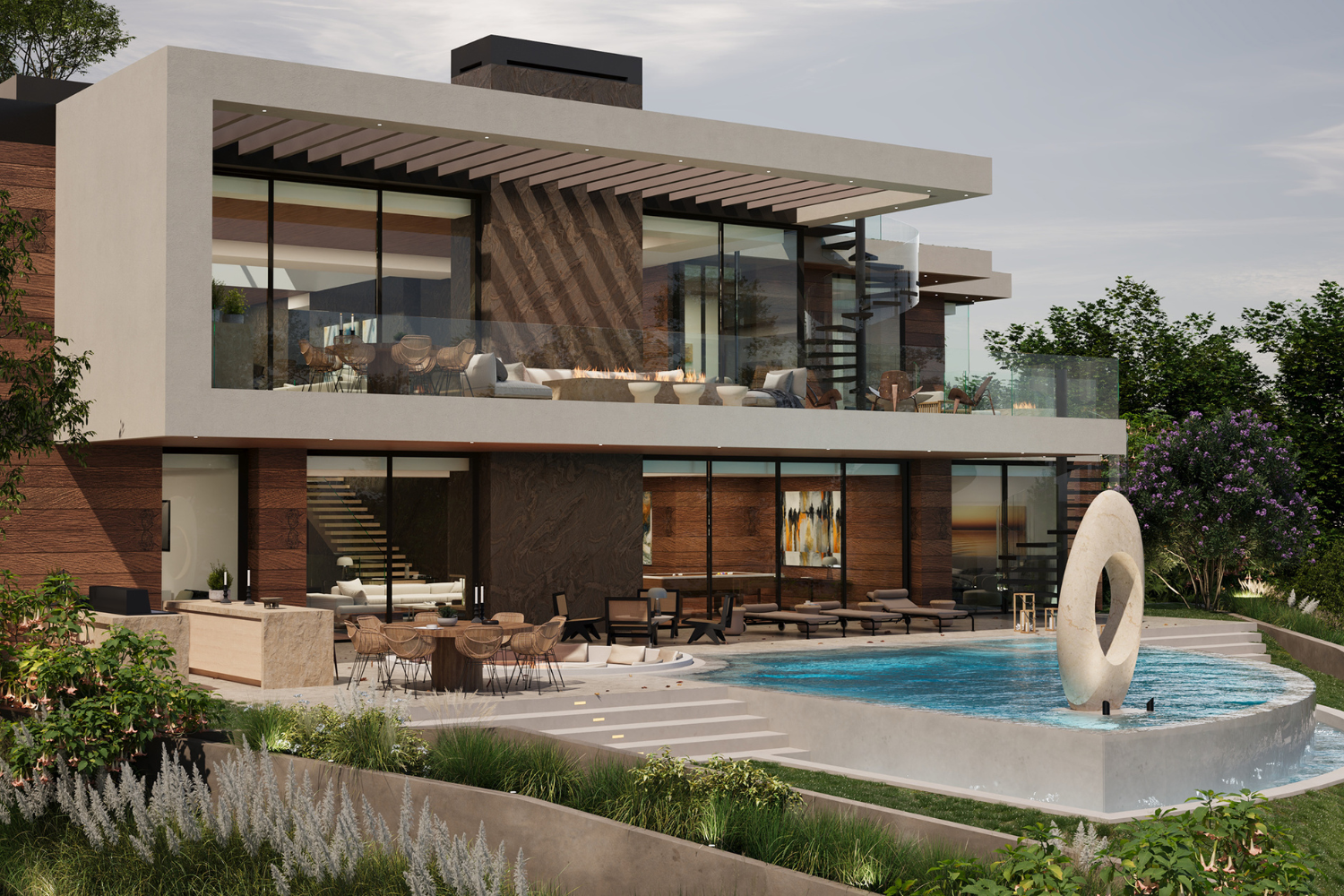 La Jolla San Diego modern resort style home with luxury indoor outdoor design & pool