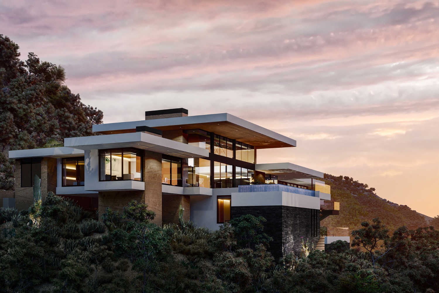 Paradise Valley luxury resort style desert home in Scottsdale, Arizona, with glass walls, modern architecture & views