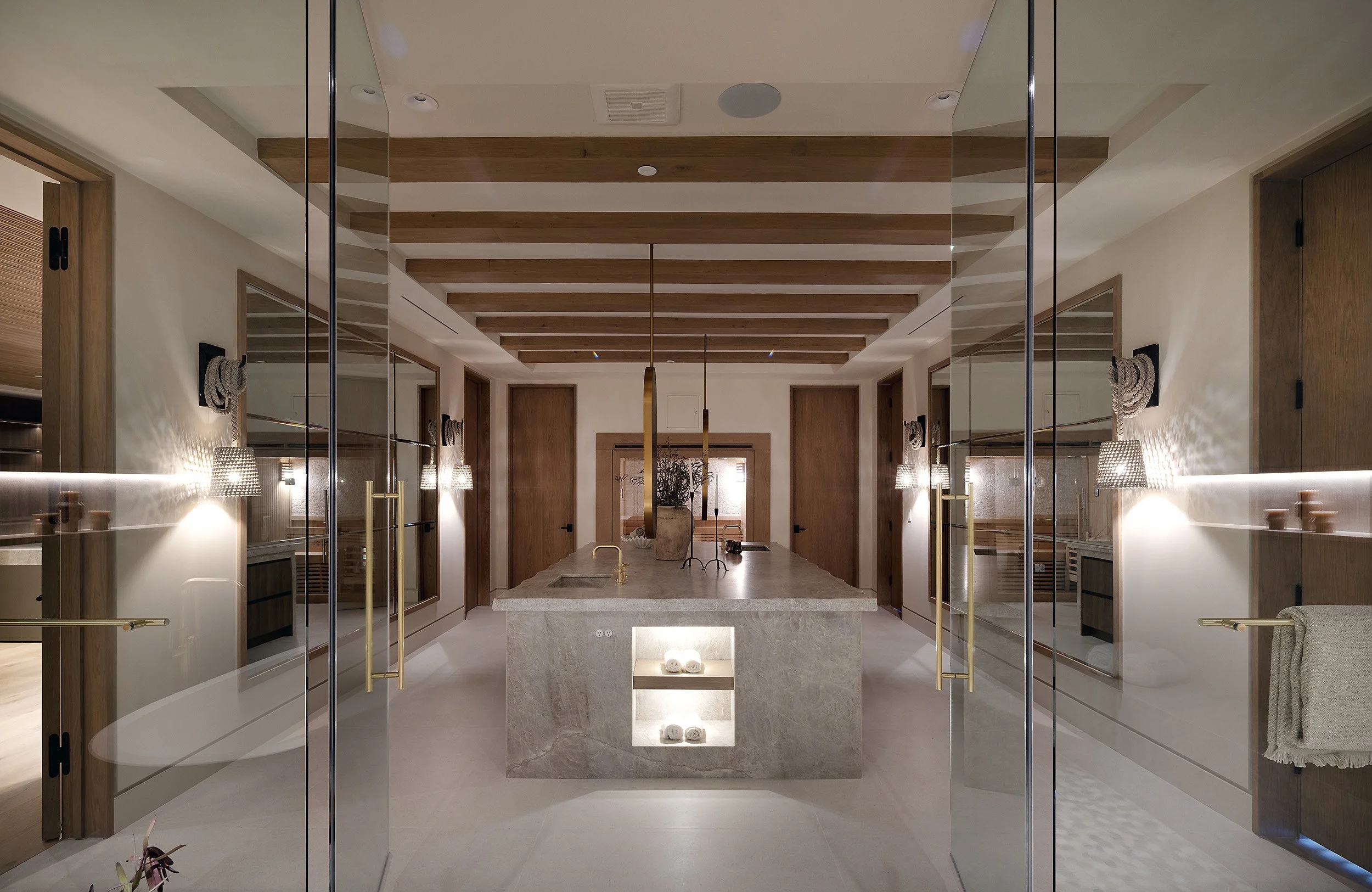 Laurel House Beverly Hills modern home luxury primary bathroom with spa style design