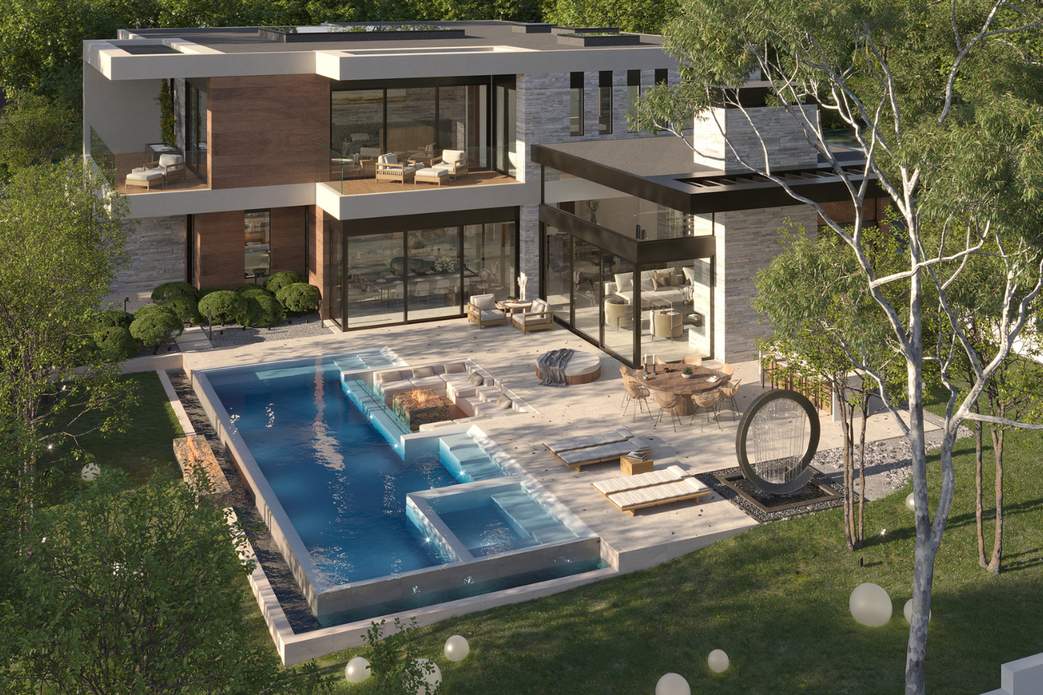 Bonhill luxury modern home with pool terrace in Brentwood, Los Angeles