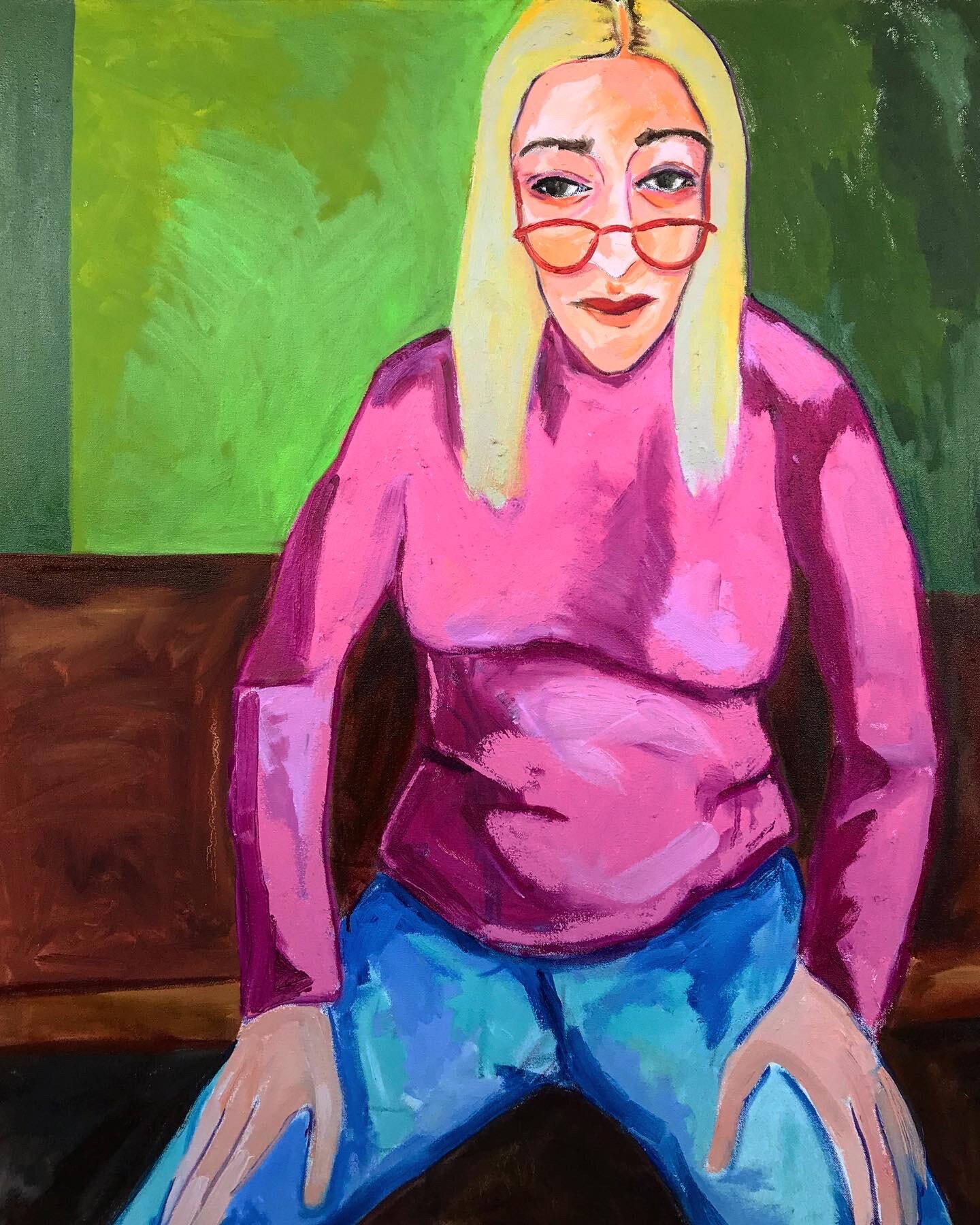   I Don’t Own Anything Pink   Oil and Acrylic on Canvas   2020  32 inches x 40 inches 