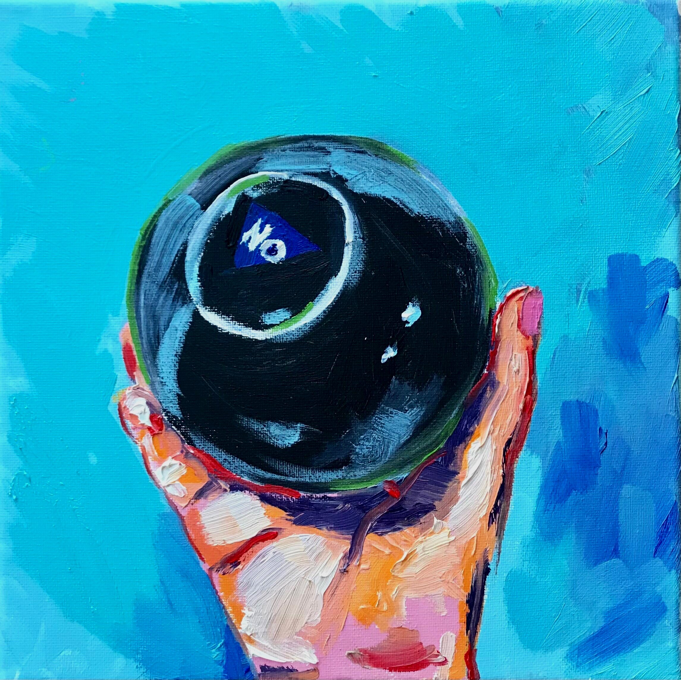  My Magic 8 Ball Warning Me About You  Oil Paint on Canvas  2021  10 inches x 10 inches 