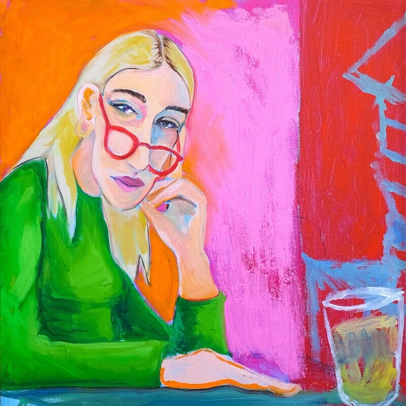  Sitting in a Bar Without You  Oil on Canvas  2020  16 inches x 16 inches 