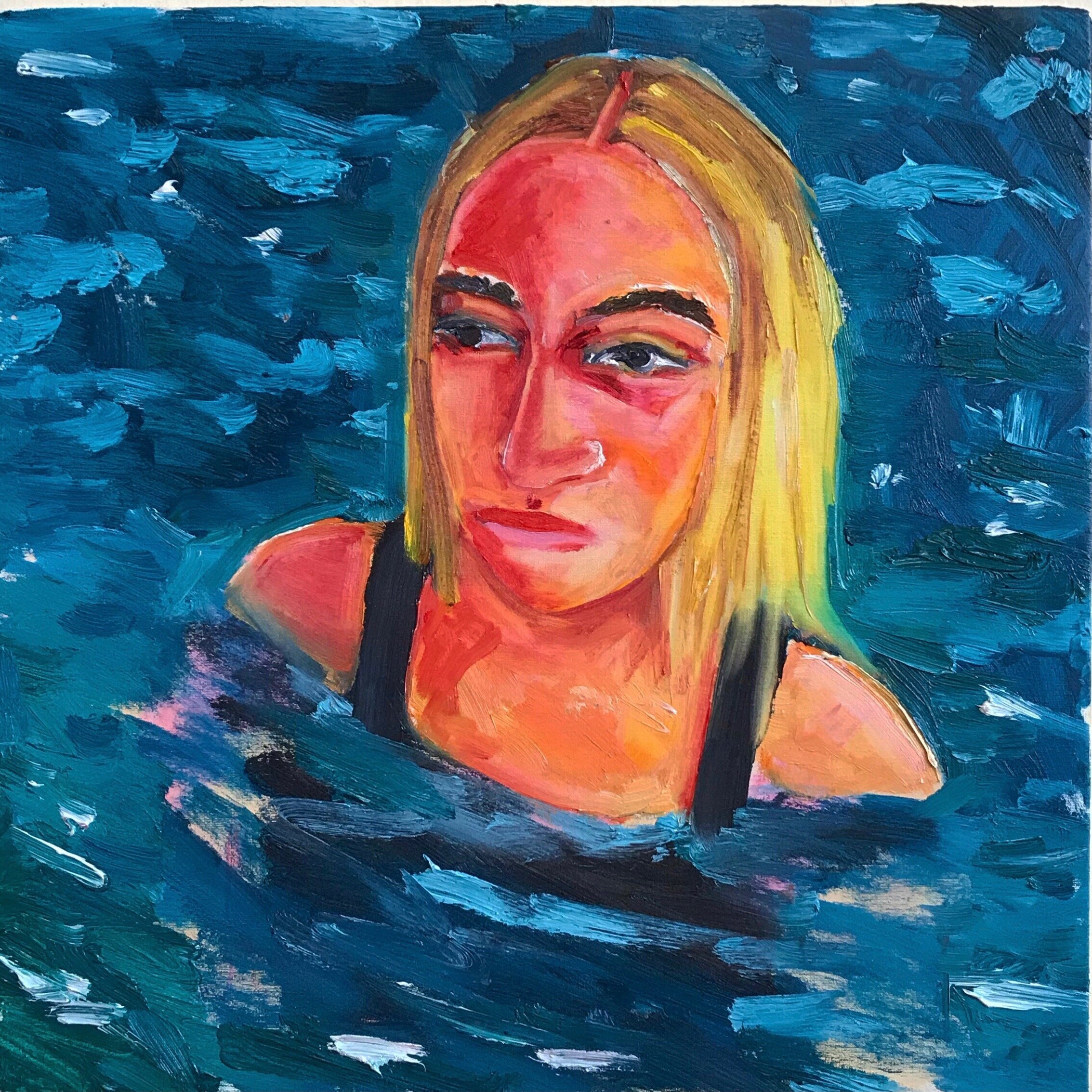  Swimming  Oil Paint on Canvas  2021  12 inches x 12 inches 