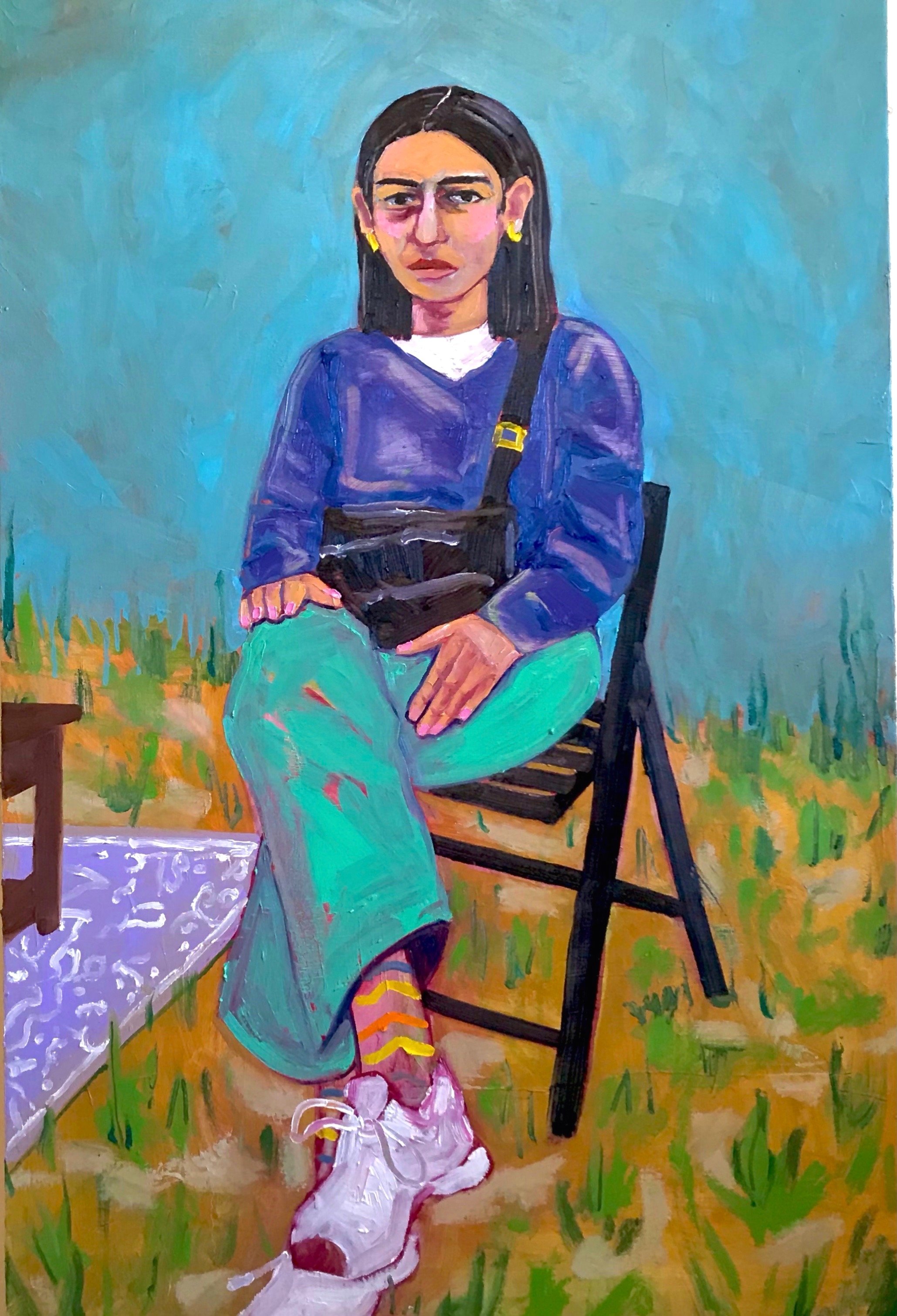  Molly in My Side Yard After a Phone Call With Her Step Mom  Oil on Canvas   2022  42 inches x 30 inches 