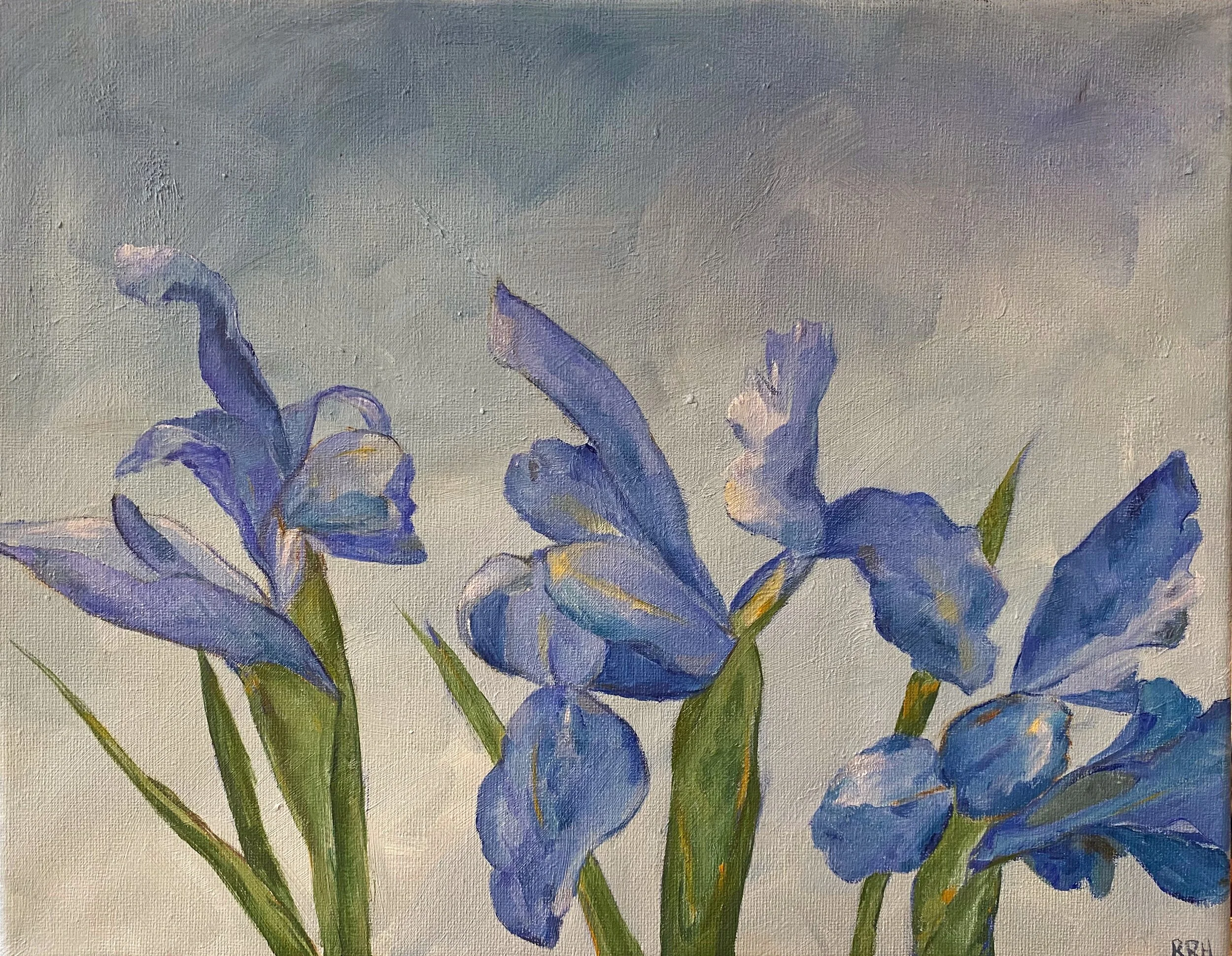 Three Blue Irises, 11x14”, Oil on Canvas, 2020