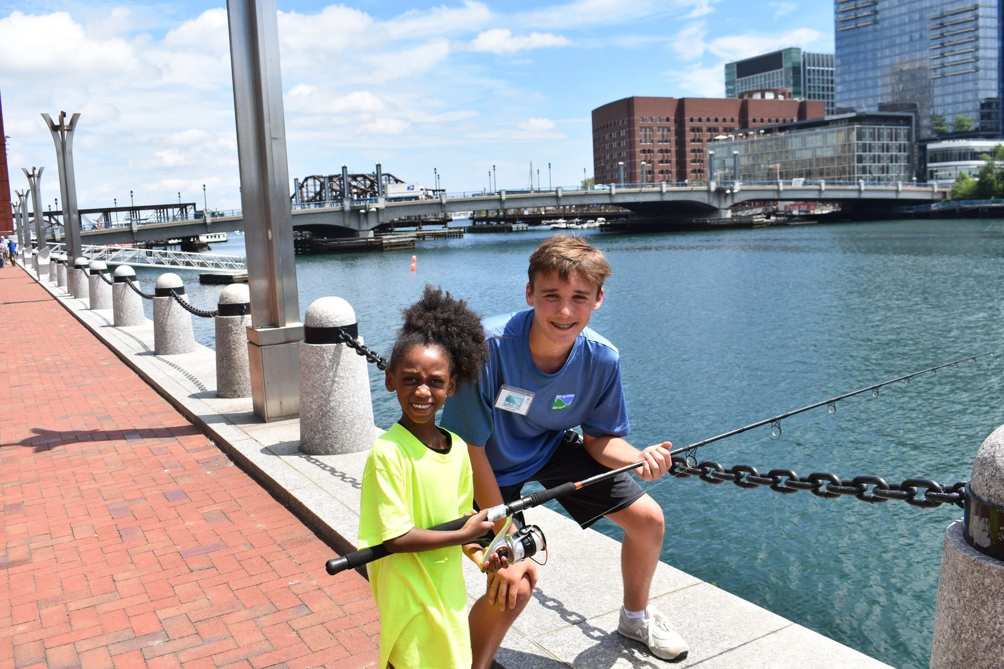 Did you know that Save the Harbor/Save the Bay's Youth Staff offers free fishing events EVERY WEEK during the summer? 🎣 Find us at Atlantic Wharf, 290 Congress Street, on Mondays from 10 am - 1 pm and at the Boston Children's Museum boardwalk on Wed