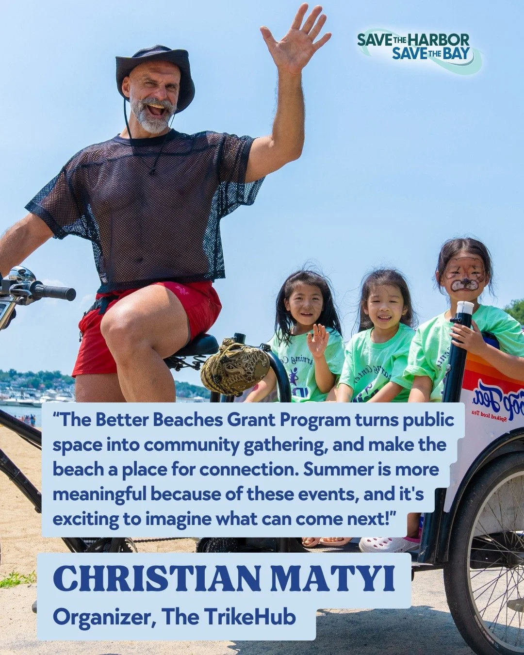 Christian Matyi, a returning Better Beaches grantee, has used his funding to show our community a new way to experience Boston&rsquo;s beaches 🛺☀️🏝️ His organization @thetrikehub has brought an additional sense of joy and entertainment through pedi