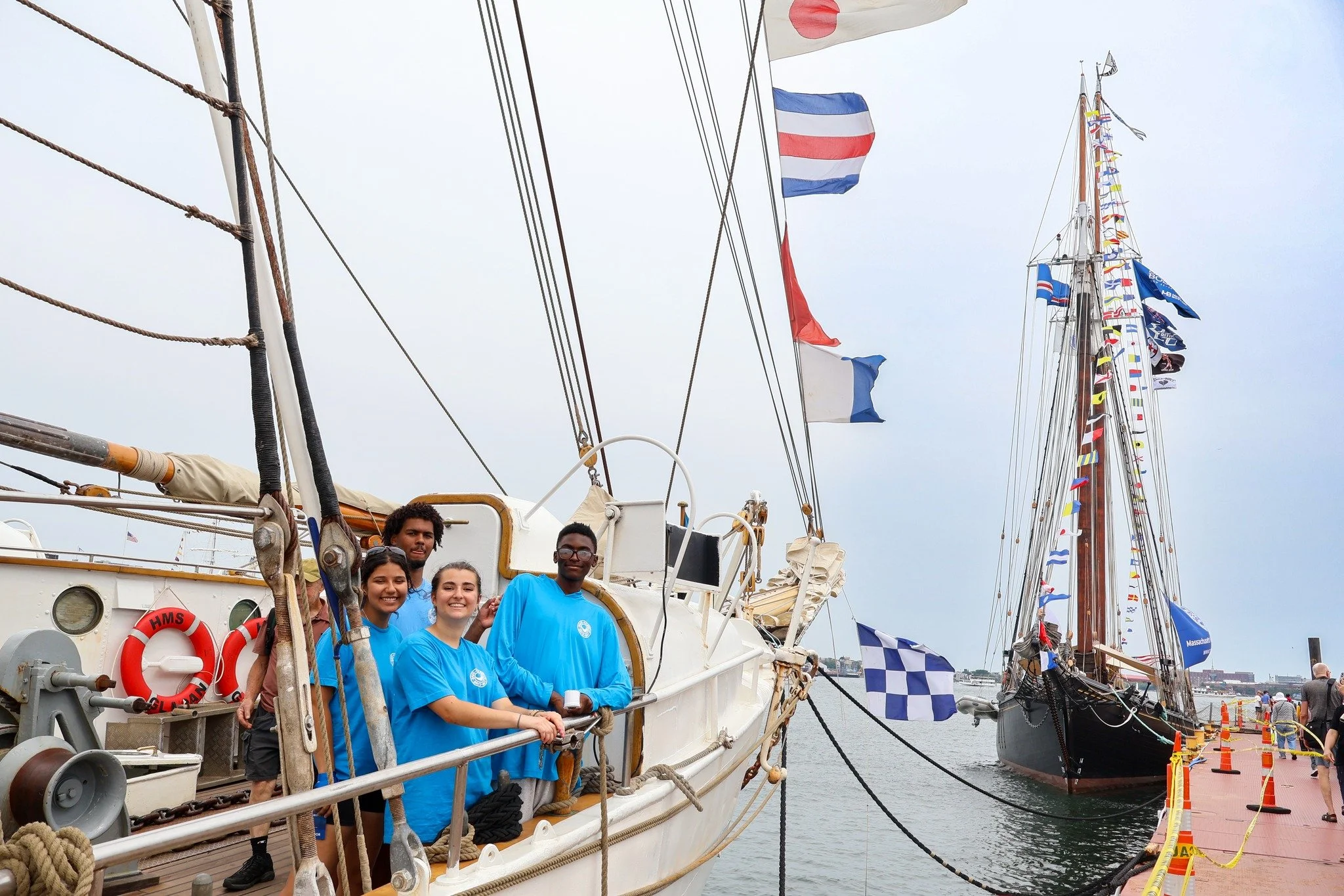 Our youth staff got a warm welcome into their summer youth leadership program by leading the activities at the Education Pavillion at the Tall Ships! They got to teach people who came up to our table about specific species in the harbor like sea bass