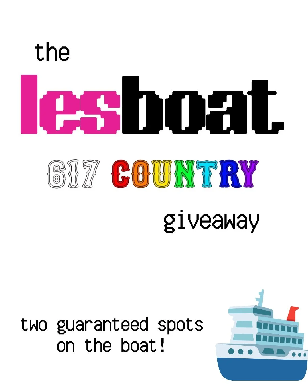 Did someone say a giveaway? 👀

We're giving away TWO guaranteed spots on the Lesboat x 617 Country cruise this Thursday! This means that you do not need to line up to save your spot on the boat. 

To enter the giveaway, make sure you:
✅ Follow @save