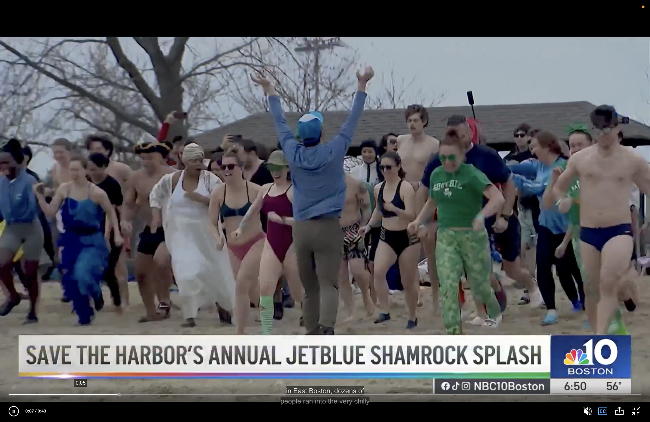 Winter beach party? Dozens come out for Shamrock Splash in East Boston