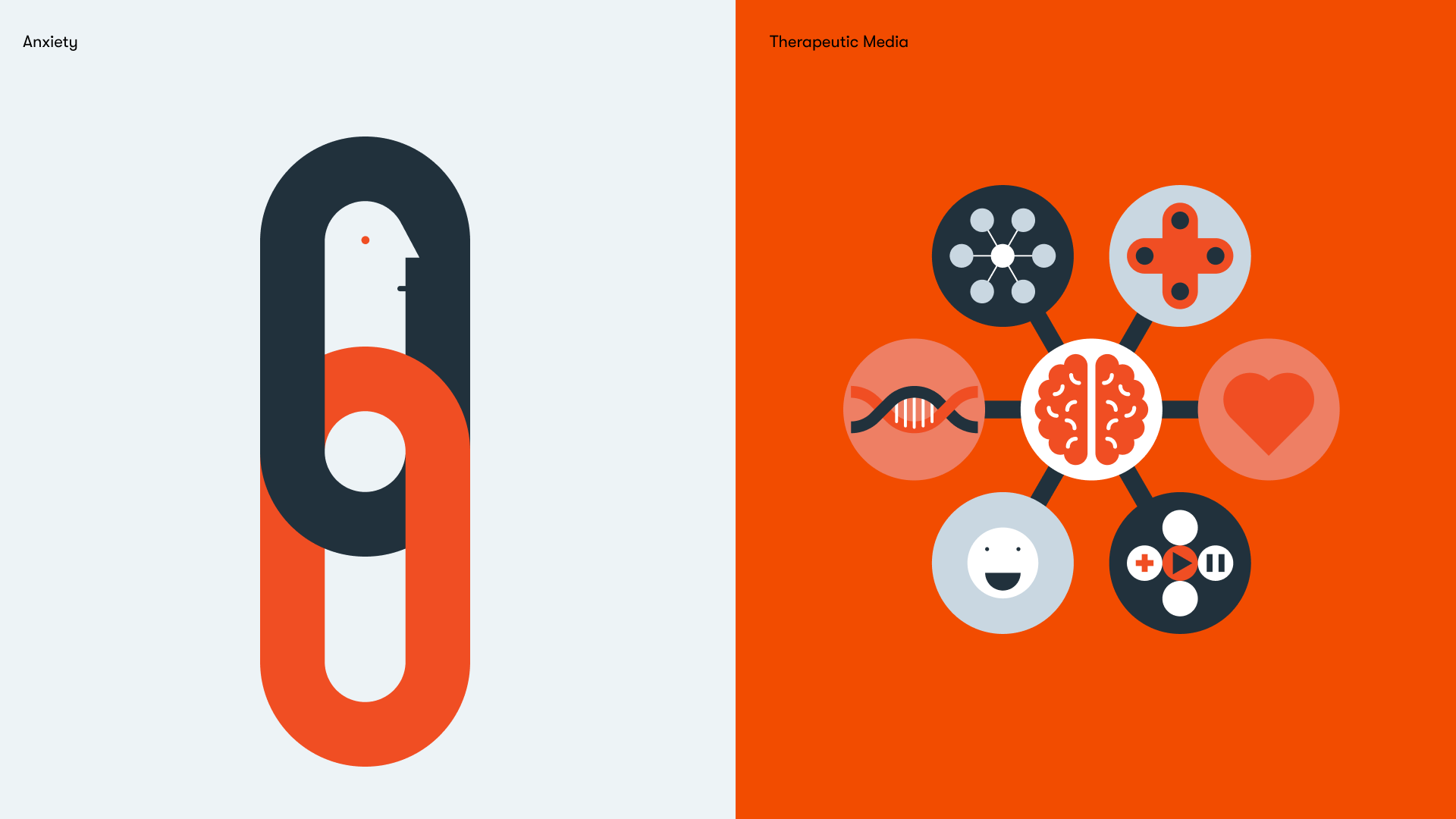 Illustration depicting anxiety and therapeutic media. Grundini. Twill. Rebrand. Happify Health.