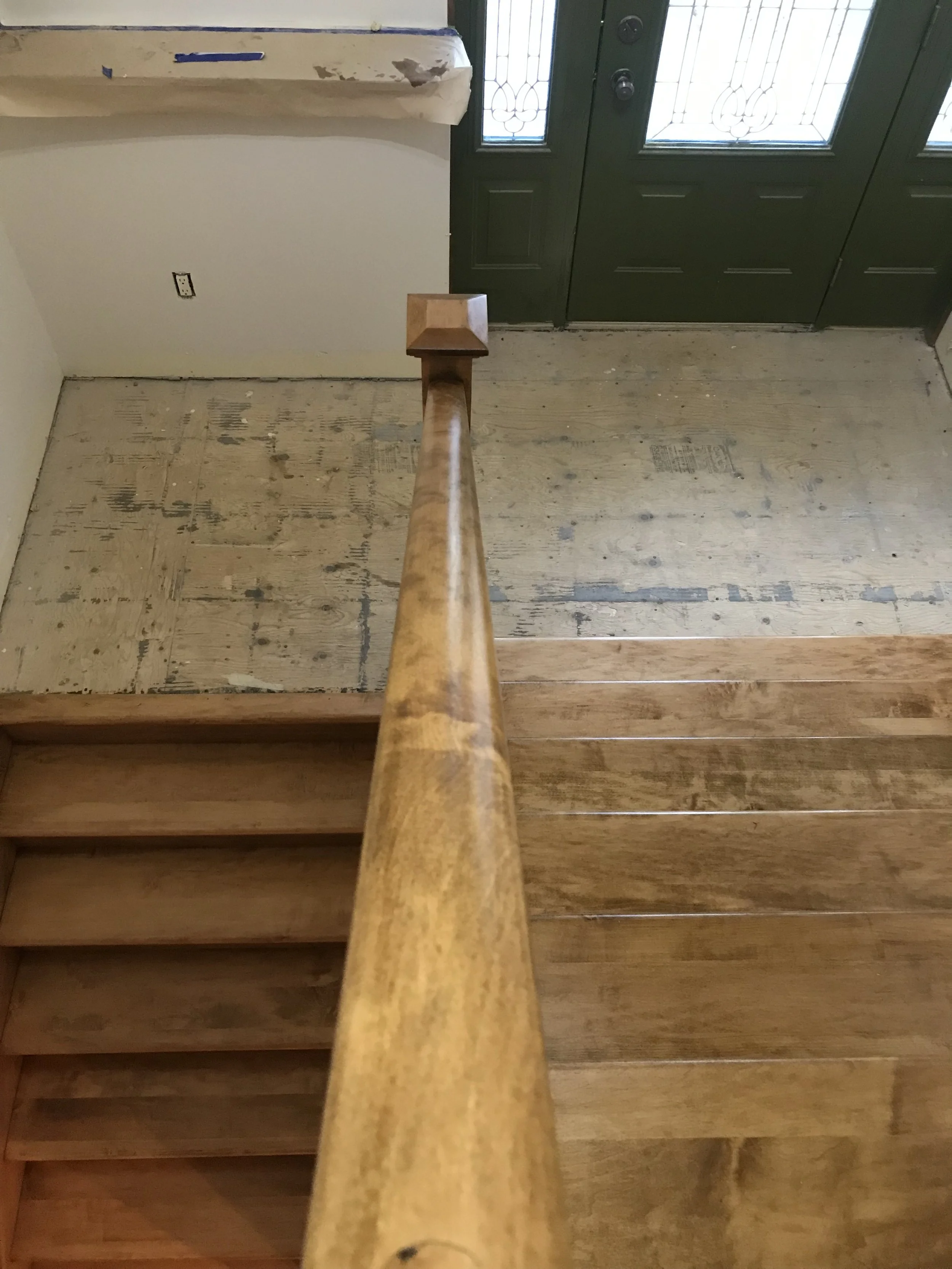 Walnut Staircase sanded and stained. 3 Coats of oil satin varnish