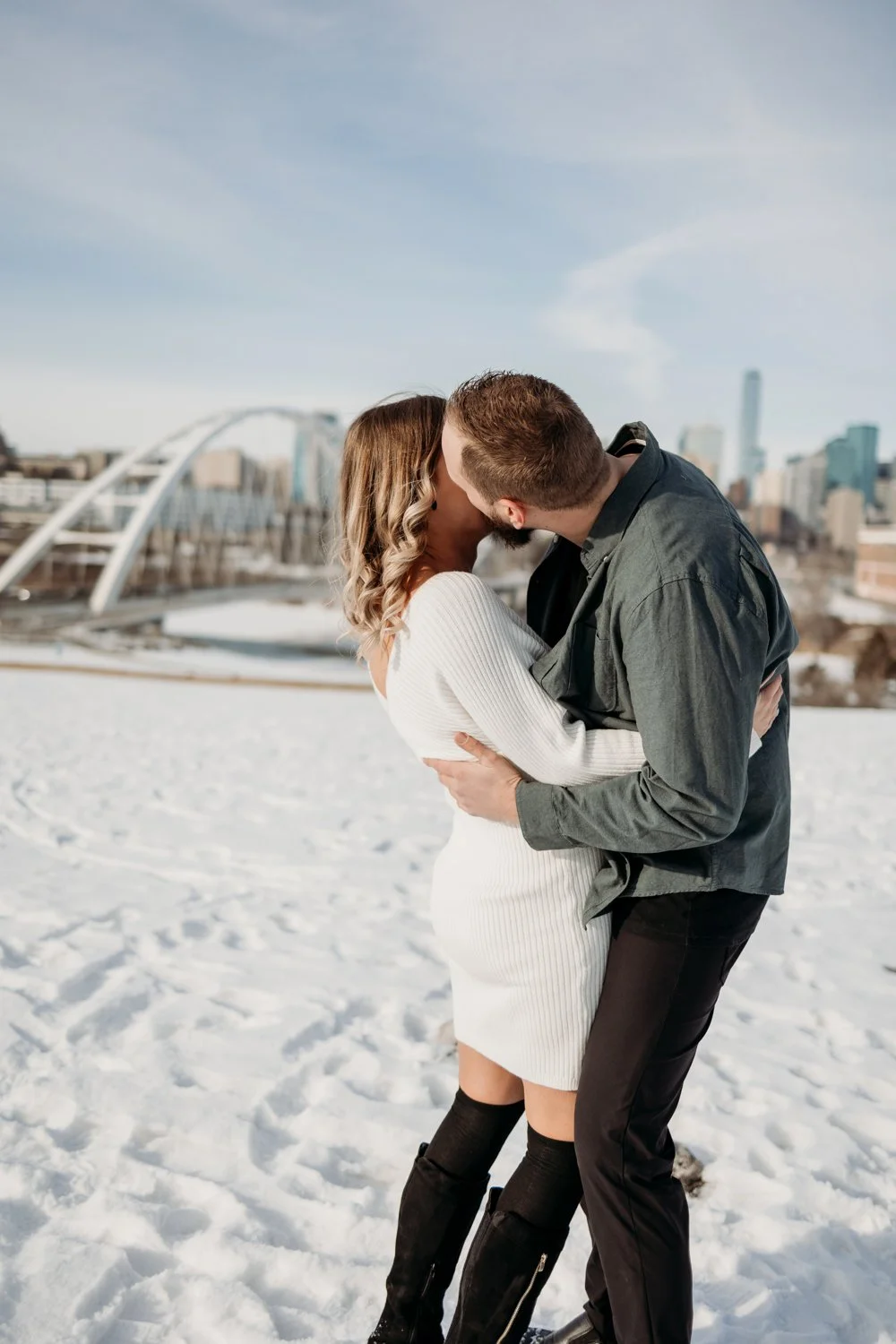 Edmonton Walterdale Bridge Engagement Photos 