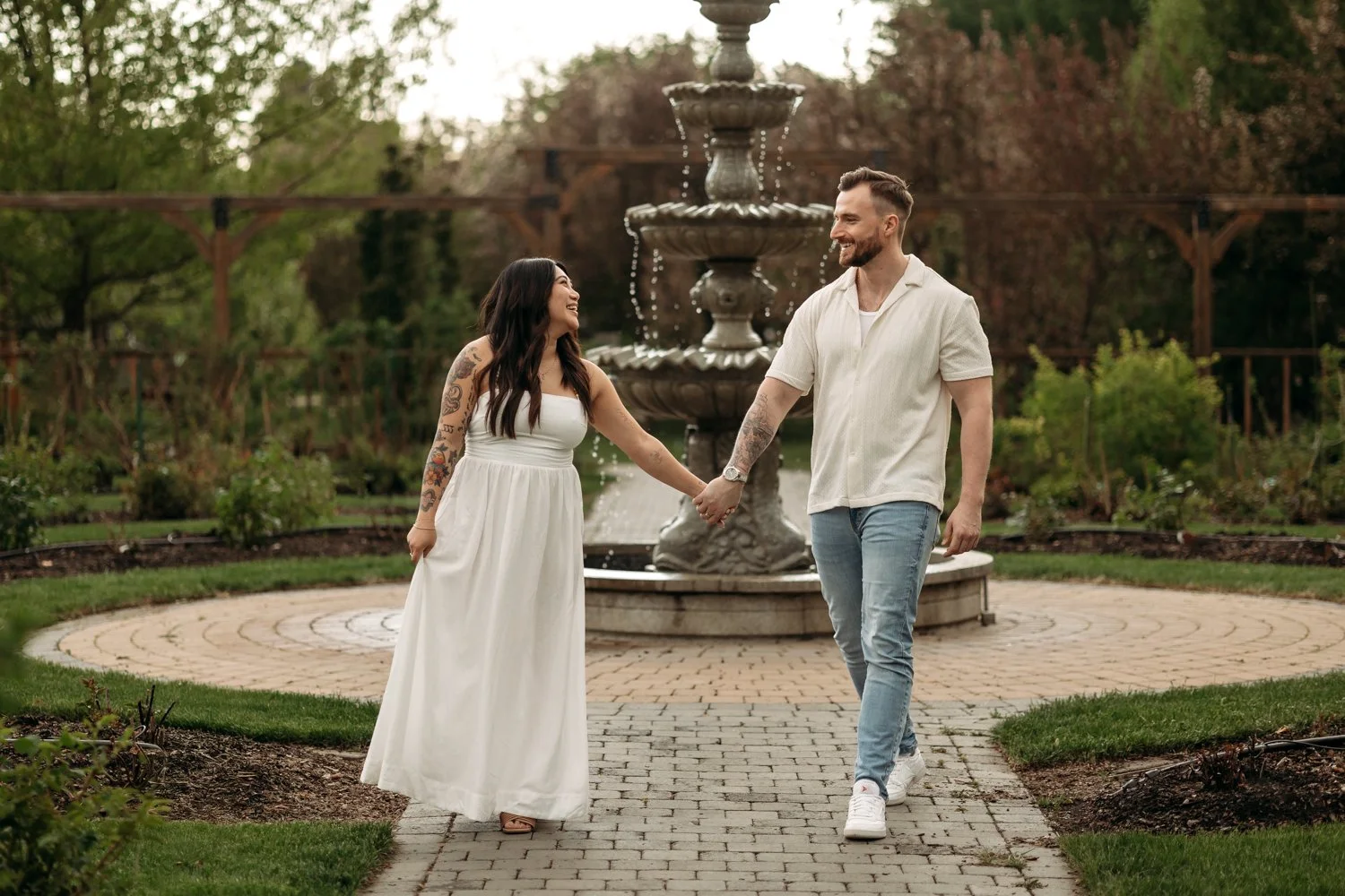 alberta engagement photos at the st. albert botanical park by edmonton alberta wedding photographer tays photos and beauty. Garden engagement photoshoot inspiration 