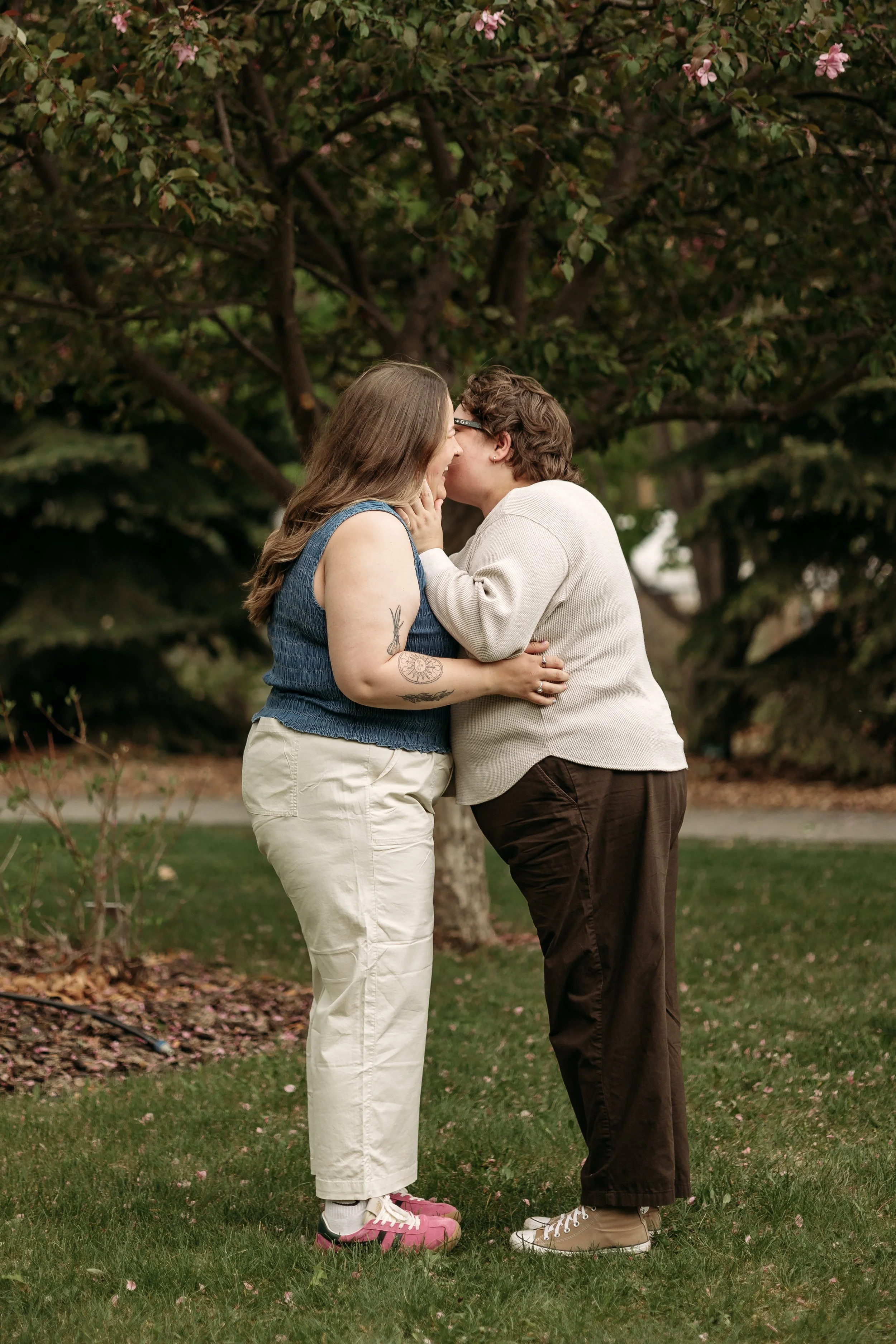 LGBTQIA+ couples photos at the st. albert botanic park by edmonton queer friendly wedding photographer tays photos and beauty 