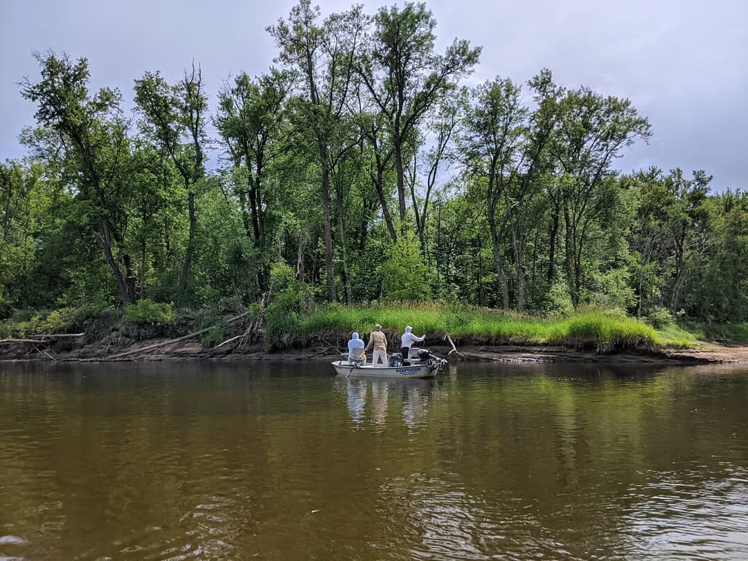 @faroutflyfishing &amp; Co. hunting down some smallmouth that were busting bait up on the bank. #smallmouthbass #flyfishing