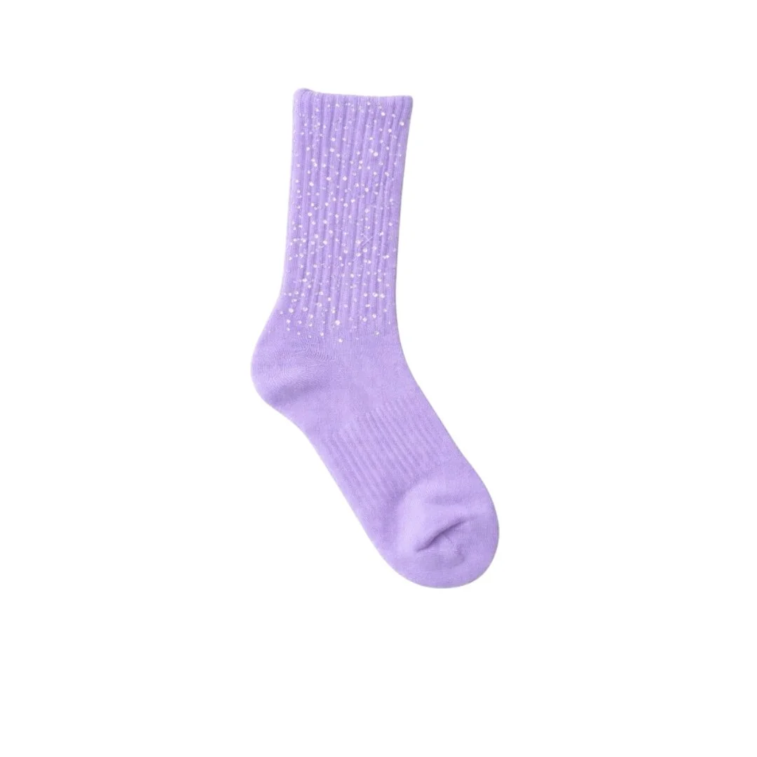 Purple Rhinestone Socks
