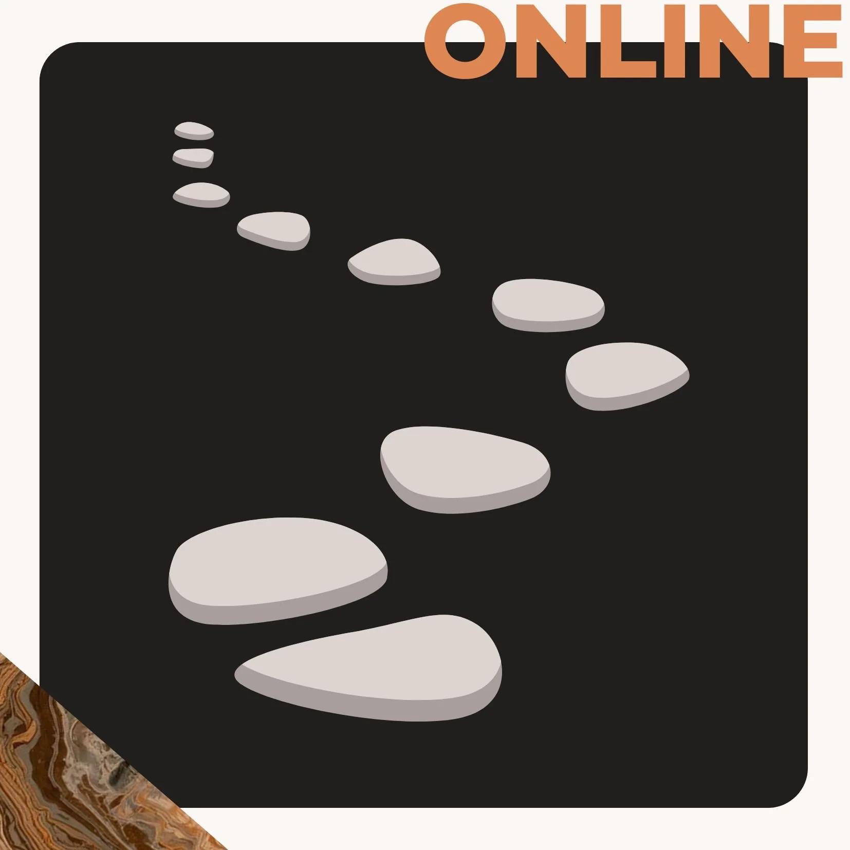 illustration sentier, annotation "online"