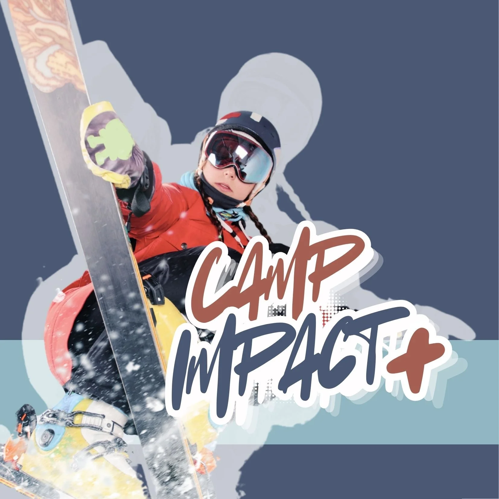 Camp impact+ avec skieuse en plain saut