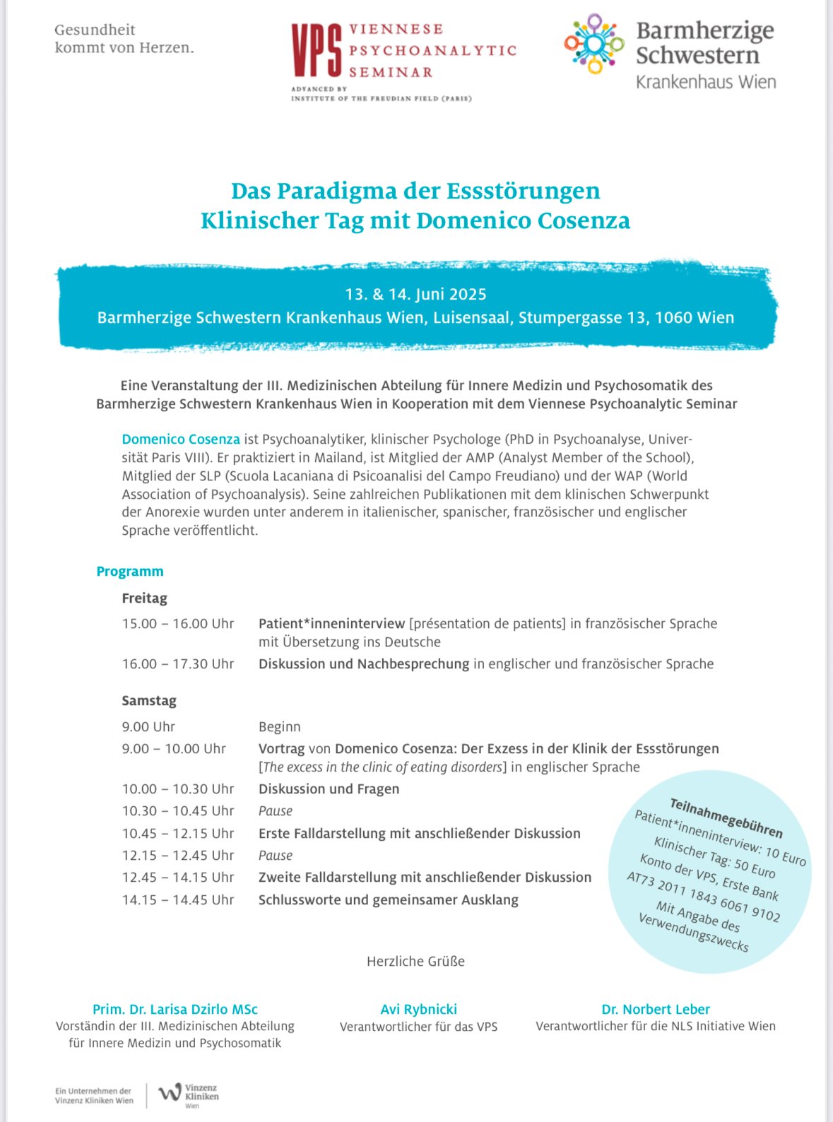 Veranstaltung mit Domenico Coscenza, gemeinsam mit Krankenhaus BHS in Wien