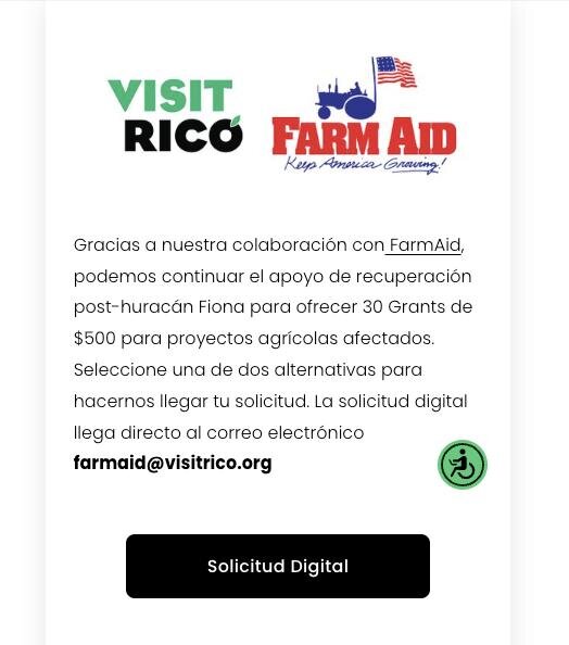 💘 🤟🤟🏽🤟🏿💘 Llena tu solicitud online o por correo postal.  @FarmAid nuevamente ofrece apoyo de recuperaci&oacute;n para proyectos agr&iacute;colas afectados por el paso del Hurac&aacute;n Fiona por Puerto Rico. 🌱🍋🍊🥦🥑🥭🥒🥬 #visitrico #farma