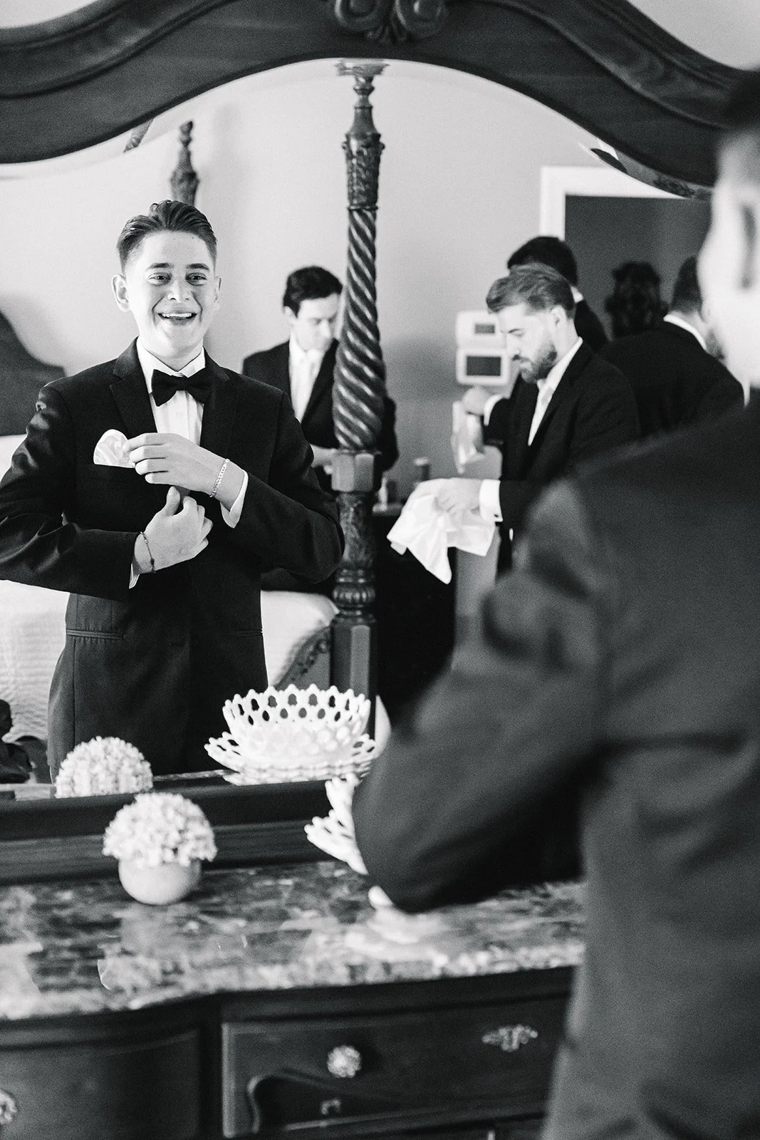 Groom getting ready on wedding day