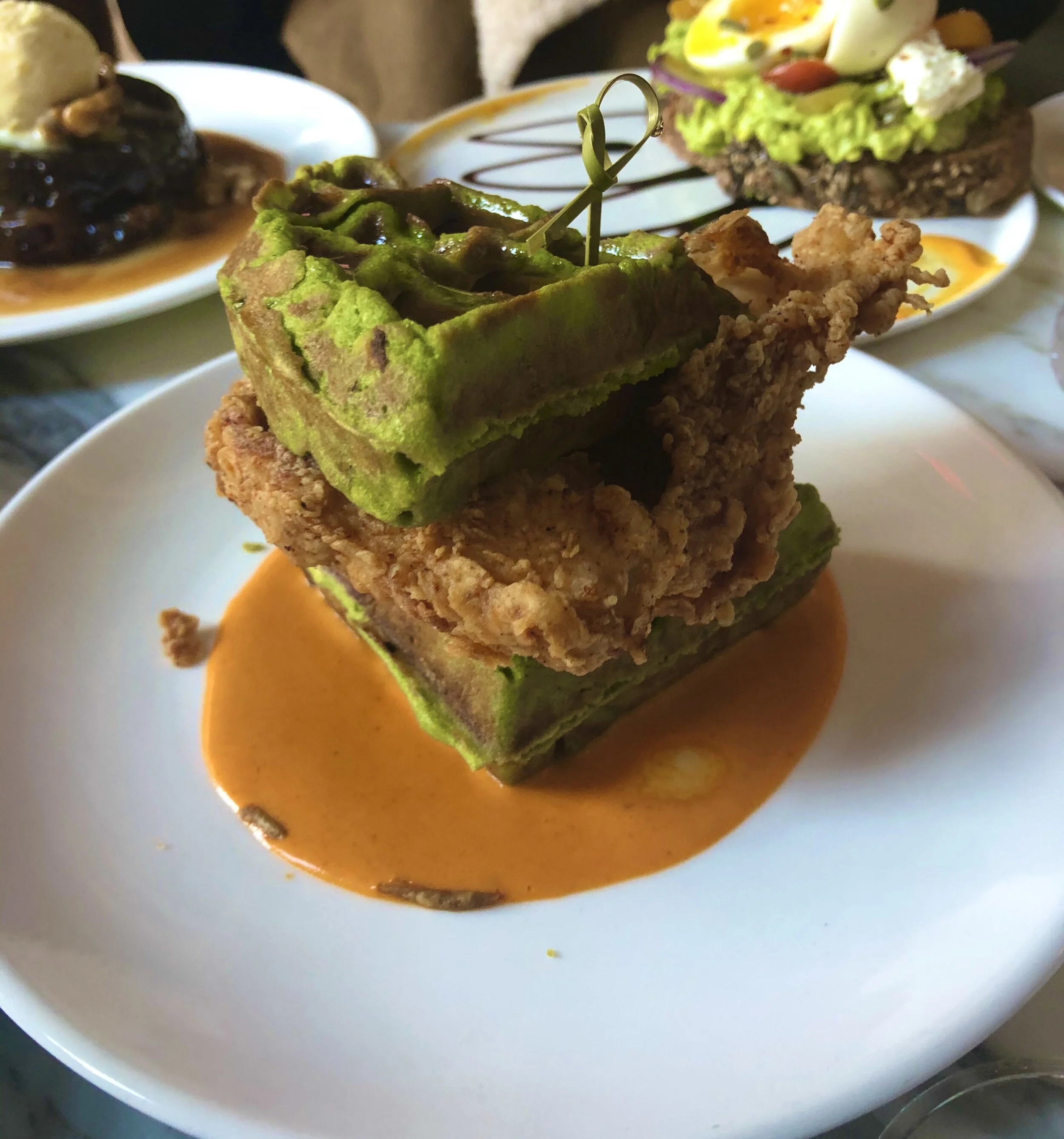kale waffles & chicken