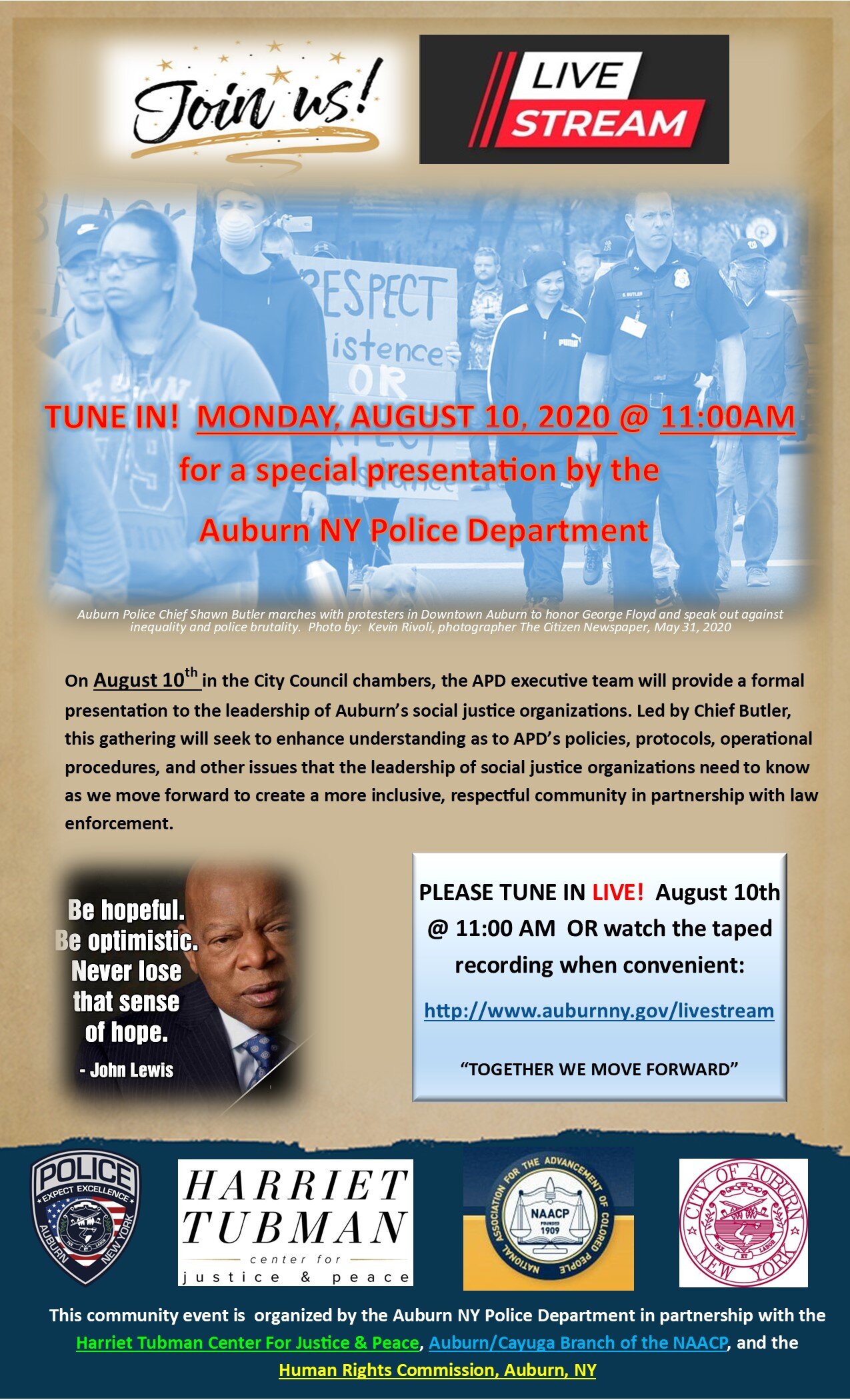 City of Auburn NY — News — HARRIET TUBMAN CENTER FOR JUSTICE & PEACE, INC.