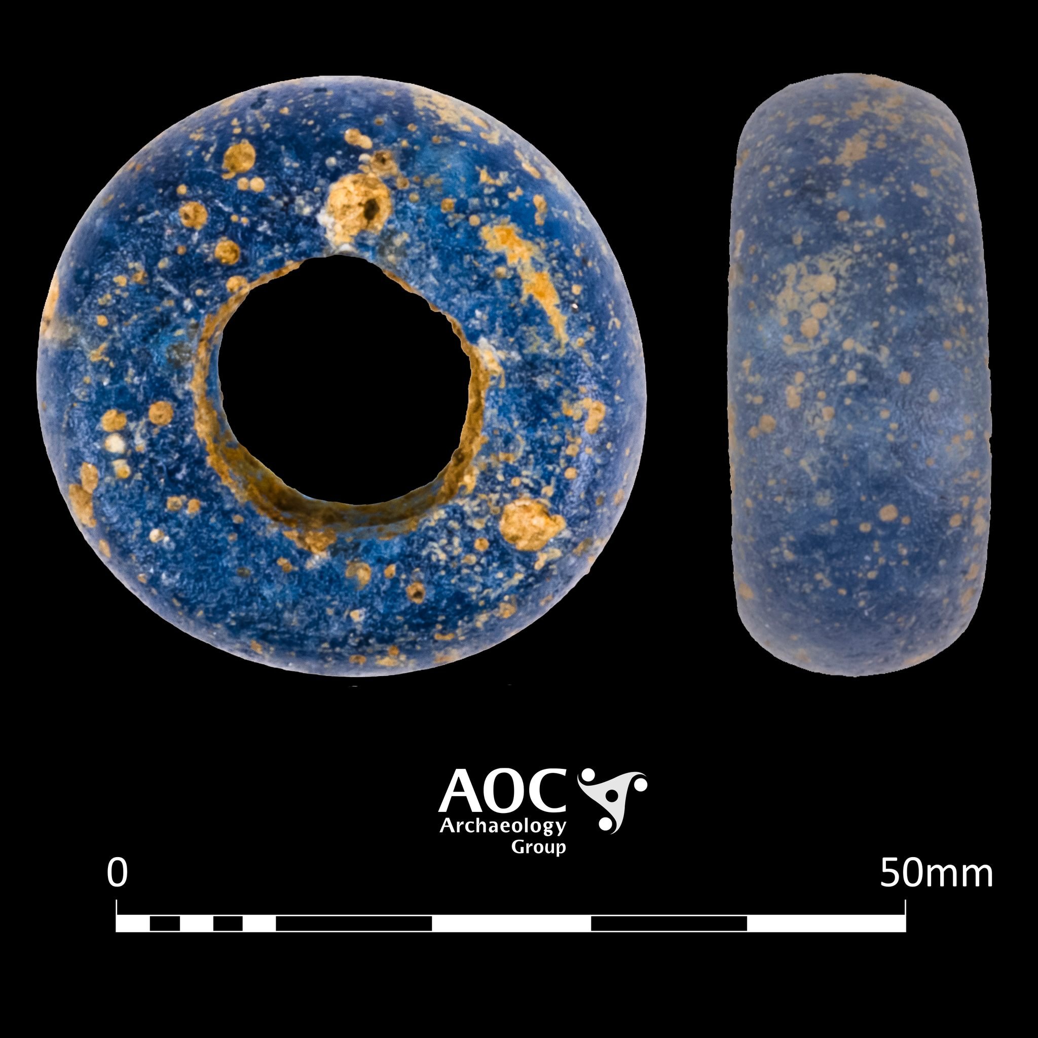 A tiny glimmer of bright cobalt blue winking in the dark mud caught the eye of one of our eagle-eyed fieldwork staff during evaluation excavations for the DBS offshore wind farms. This intact bead was recovered from the upper fill of a ditch and is t