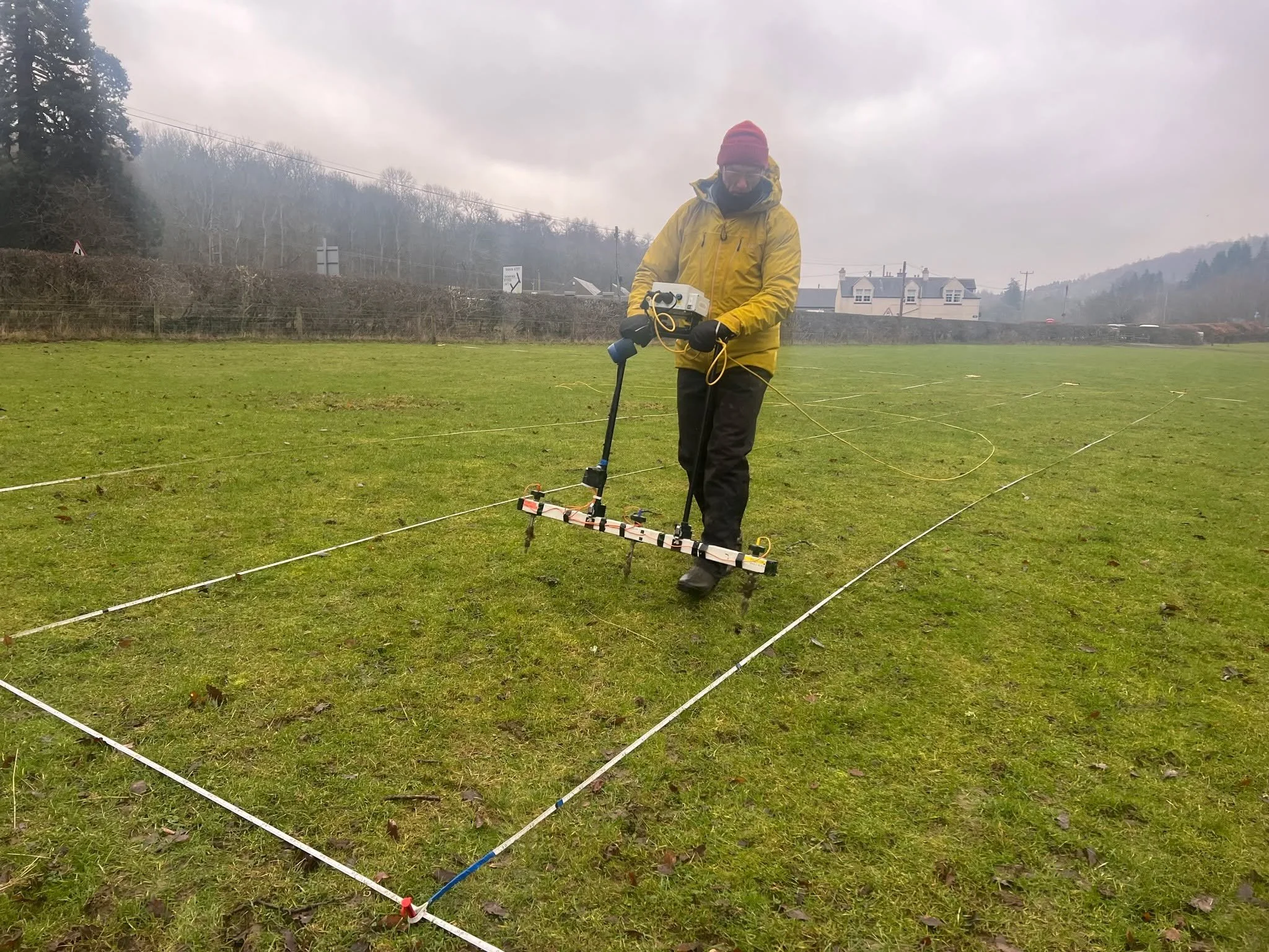 We have been back at Fairnilee this month investigating the possible moated enclosure identified on LiDAR data as part of Uncovering the Tweed mapping project. After some unsuccessful gradiometry survey we have undertaken resistivity and GPR to test 