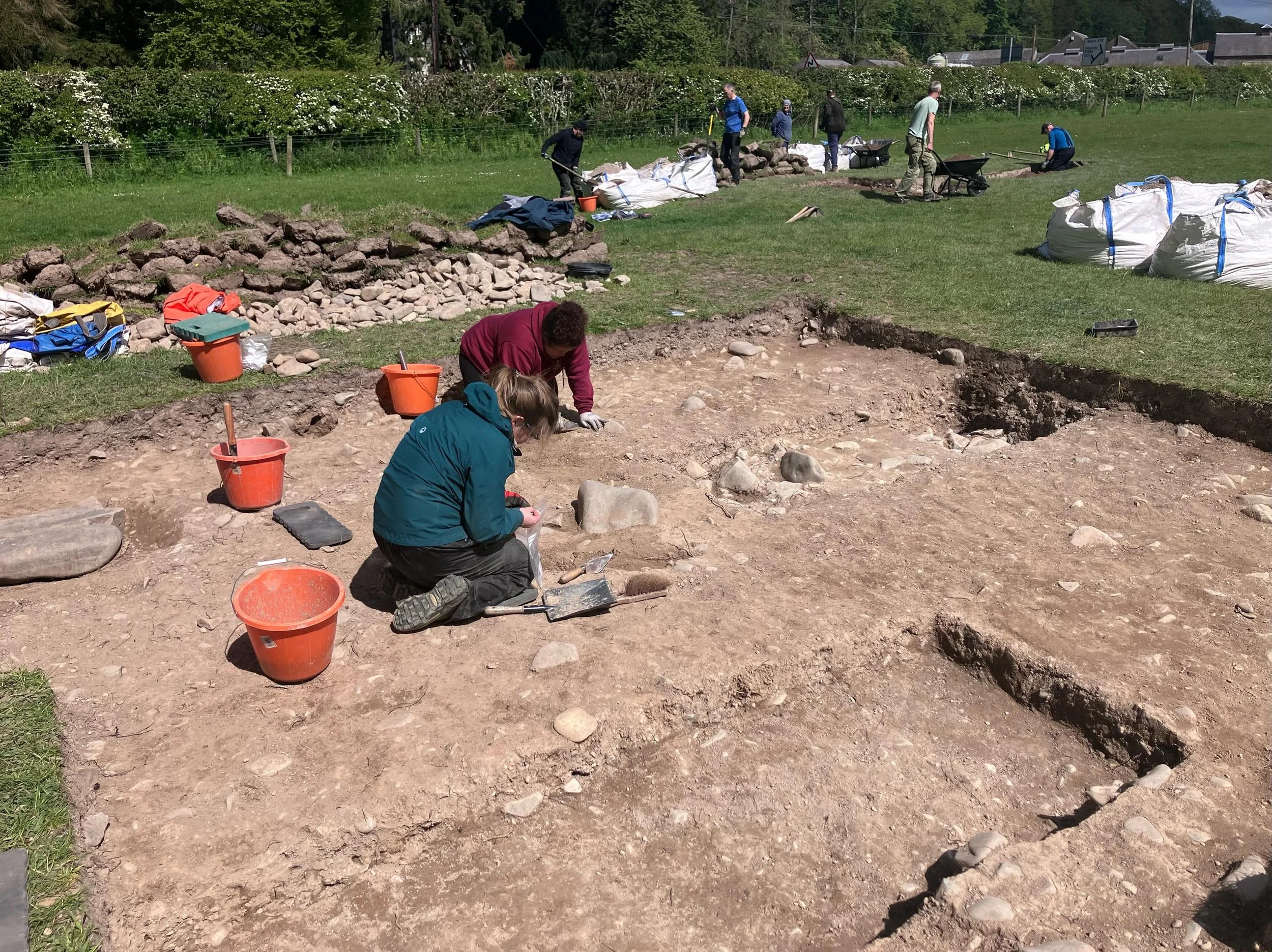 Uncovering the Tweed @destinationtweeduk has finished up the investigations at Fairnilee moated enclosure today. The trench across the ditch confirmed it was surrounded by a substantial cut ditch with some sealed deposits at the base relating to earl