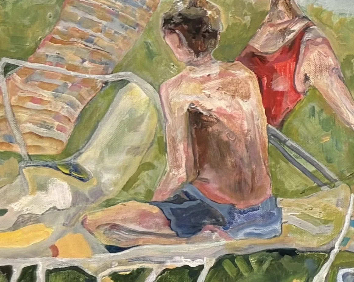 “At the Beach” (detail), 2026, oil on canvas, 90 x 120 cm (35 ⅖ x 47 ⅕ in)