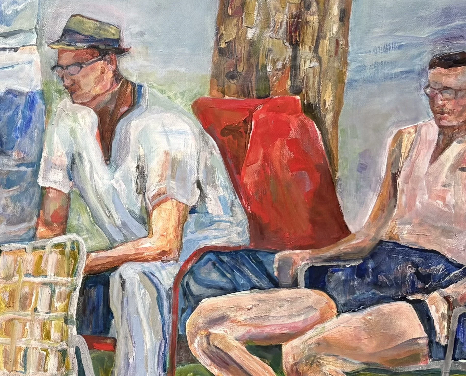 “At the Beach” (detail), 2026, oil on canvas, 90 x 120 cm (35 ⅖ x 47 ⅕ in)