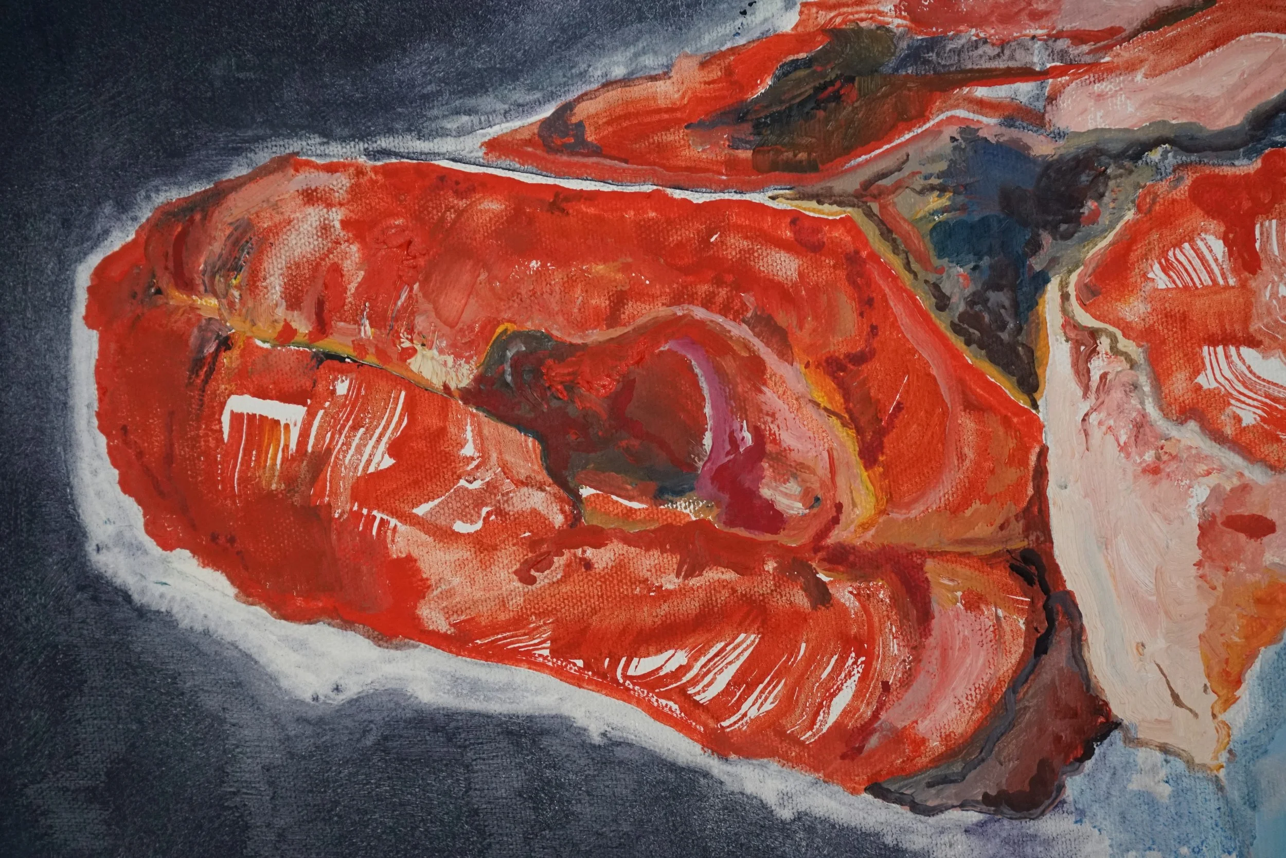 “Meat Your Maker”, 2015,
oil on canvas, 70 x 100 cm (27 ⅗ x 39 ⅜ in), detail, private collection