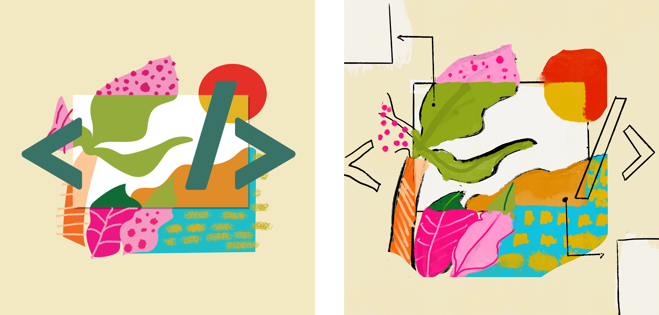 Left: Final design, Right: Sketch in procreate