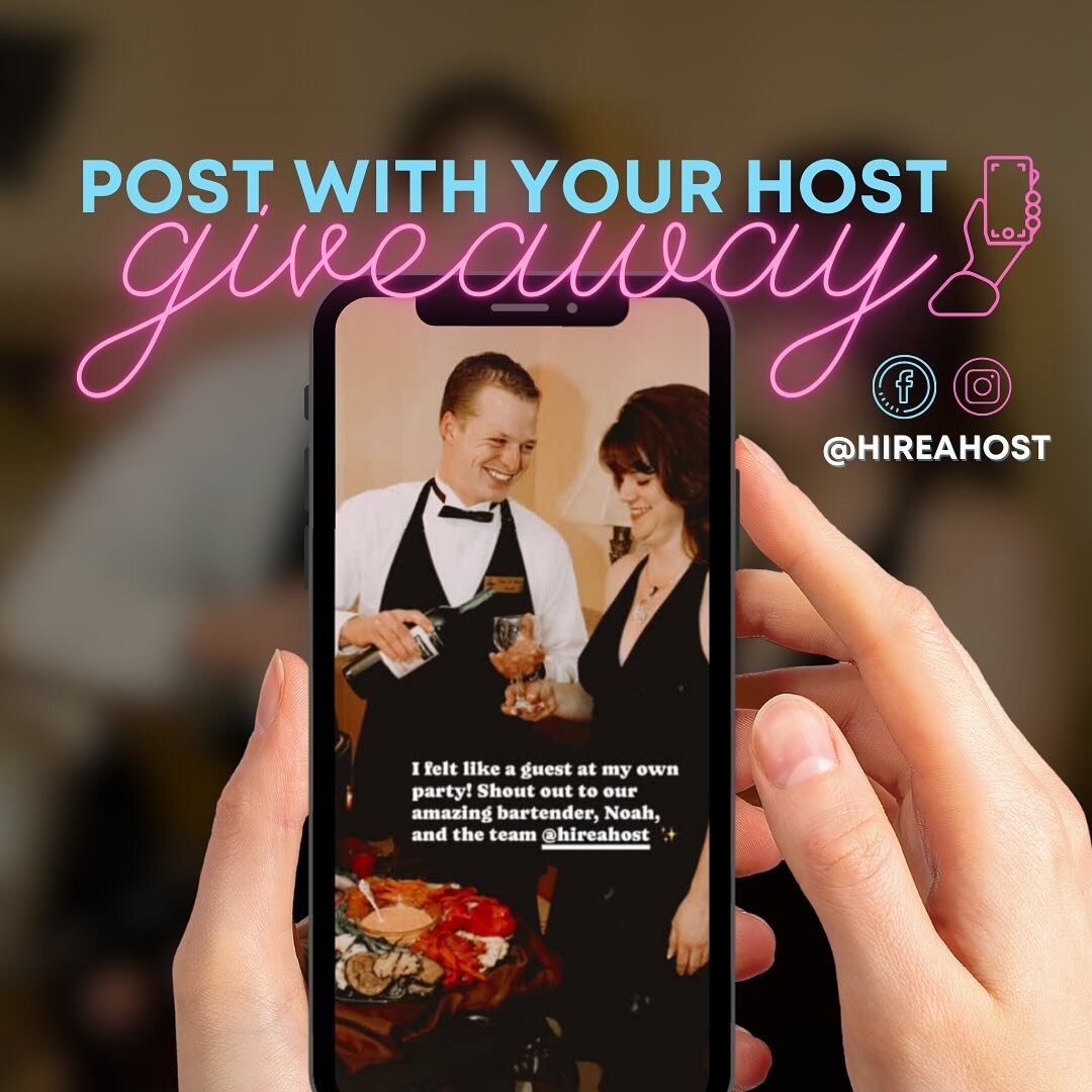 ✨Giveaway✨ Post a highlight reel from your fabulous party to Facebook &amp; Instagram and make sure to include your host or bartender in action (even take a selfie 🤳 )! 

Give @hireahost a tag and a shout out sharing why you love using Hire A Host! 