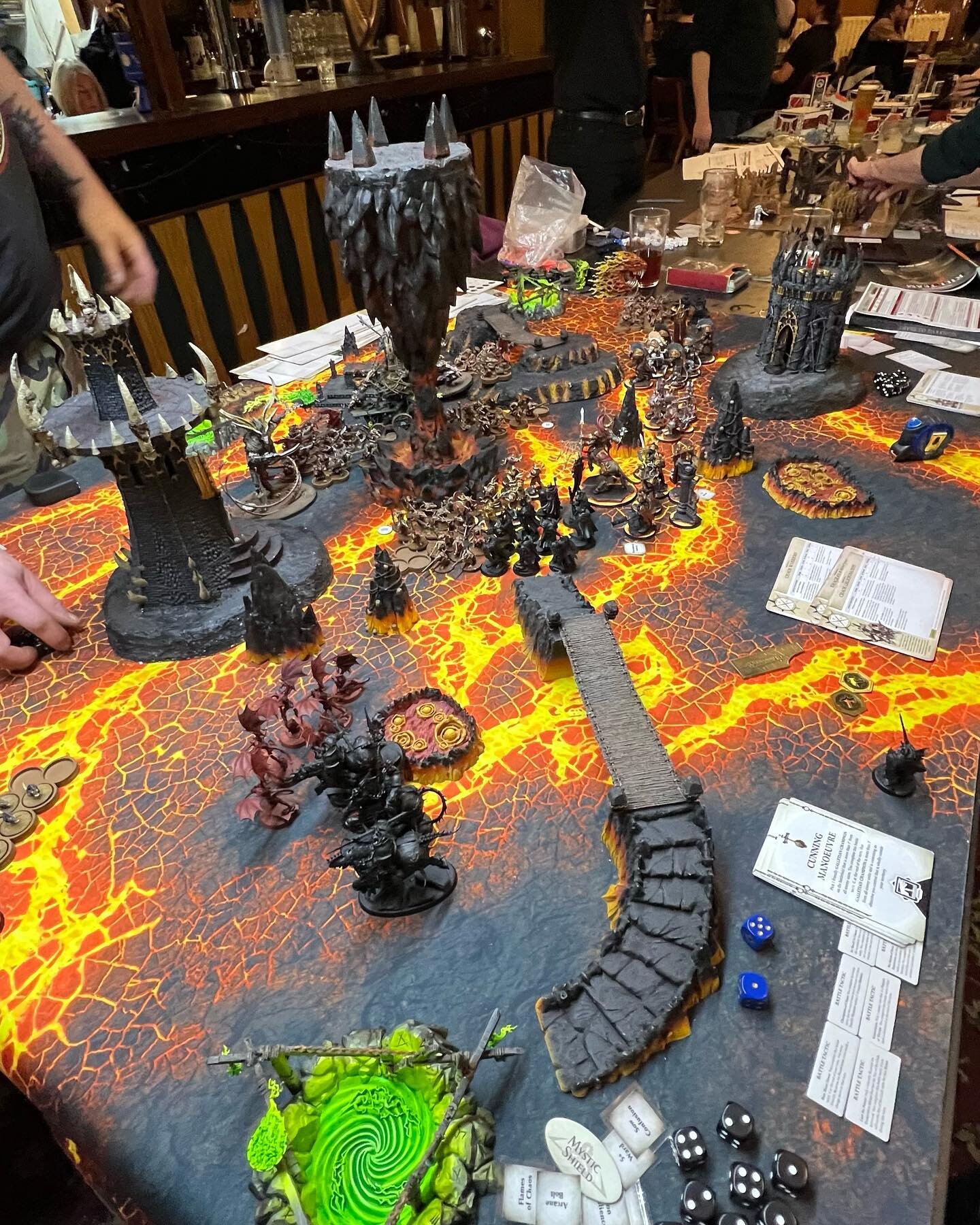 Great game of Age of Sigmar at HATE against @dakarimane on Wednesday. I printed this chaos lava set a few years ago for the club and despite a few dings I think it&rsquo;s holding up well. #printablescenery #aos #warhammer #hackneyareatabletopenthusi