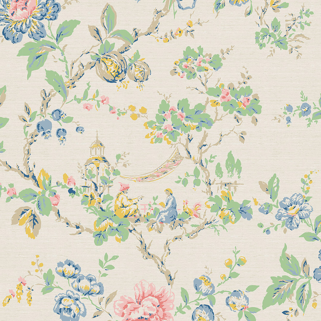 WH 100 101 Close Up in Colorway Multi on Grass Cloth Effect
