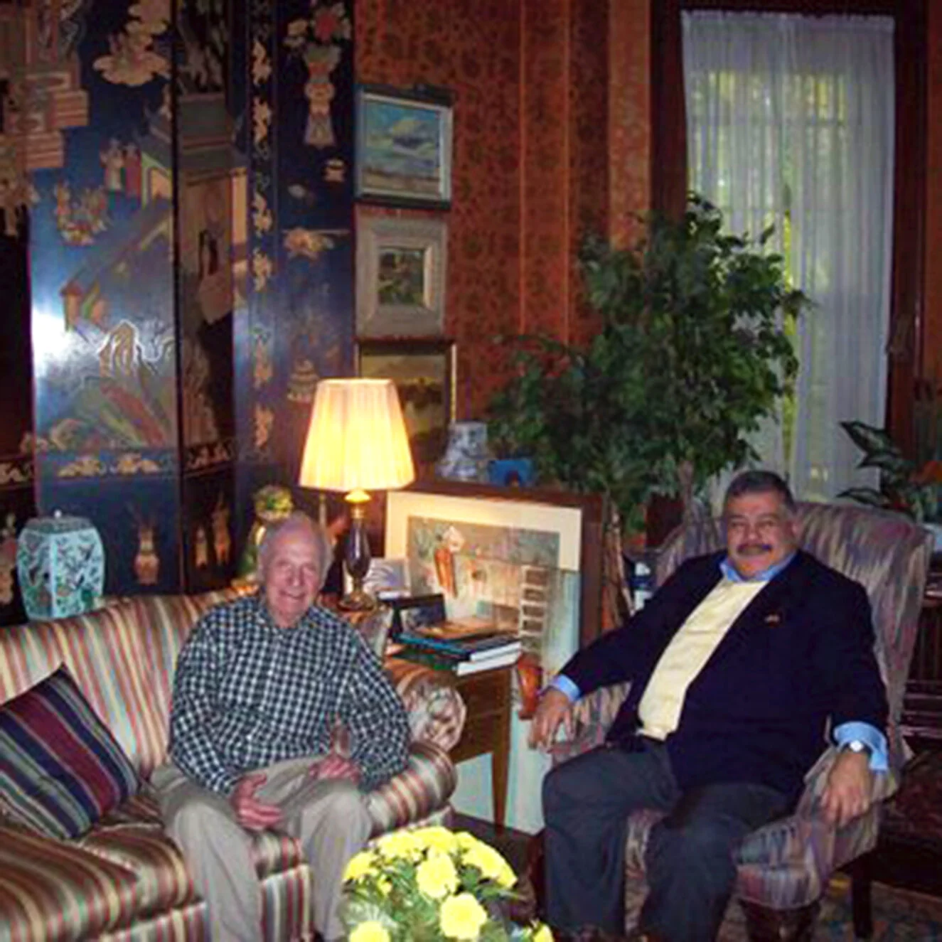 Bernard Scott on the left and Danny Recoder in Dorothy Waterhouses' town house on Commonwealth Ave in Boston, MA