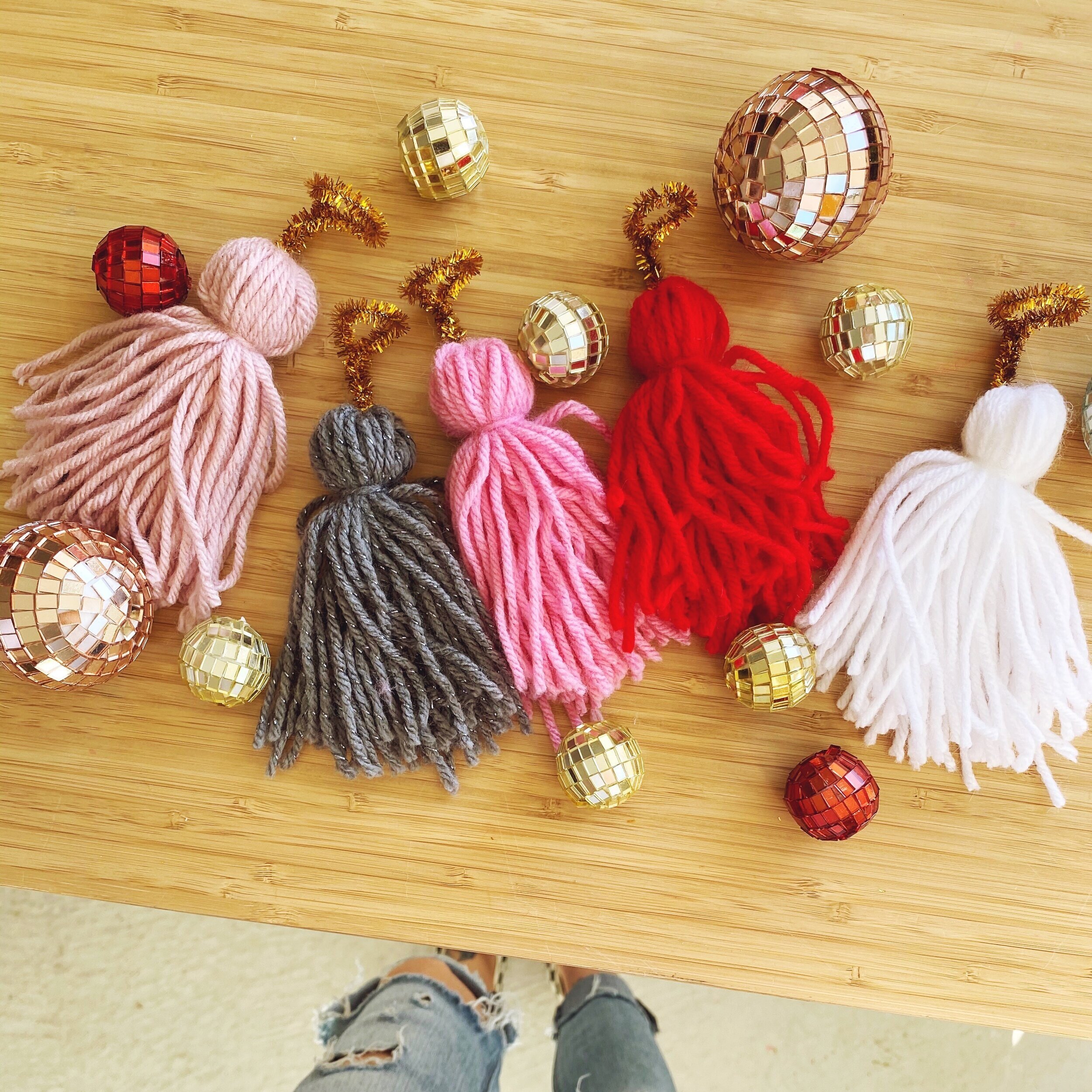 Yarn tassels, garland tassels, cotton tassels, diy tassels, tassel garland,  jewelry tassels, key chain tassels, earring tassels, Red