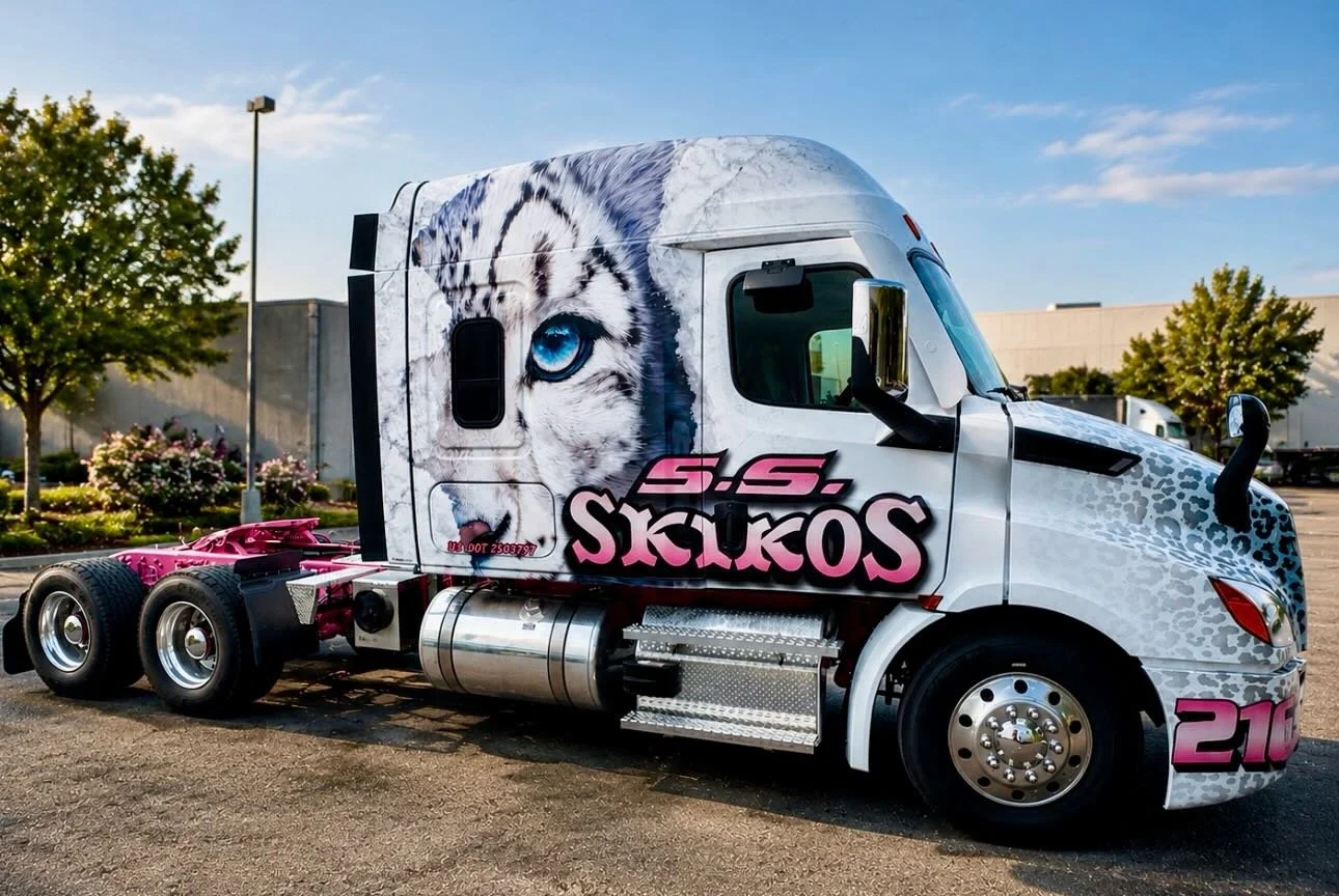 Check out our latest new wrap&hellip; Meow! 🐾🔥
Turning heads one mile at a time.

#skikostrucking #trucker #trucklife #cdl