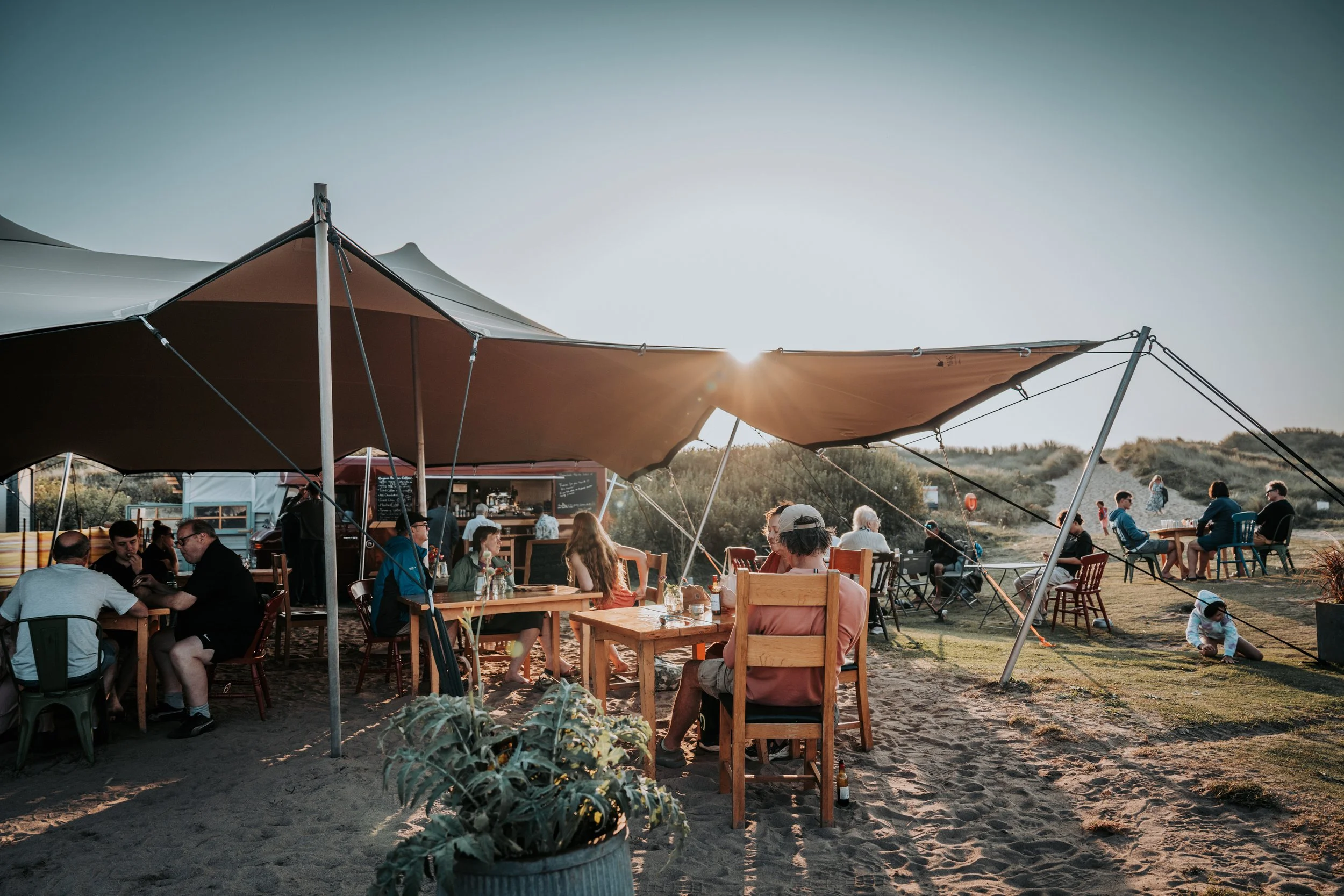 large canopy right by the beach during our August Pizza Pop-up