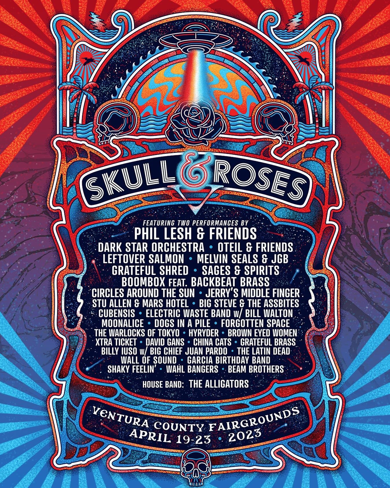 Come git heady with us at @skullandrosesventura 2023 April 19-23rd in Ventura, CA ☠️ Tickets on-sale now.