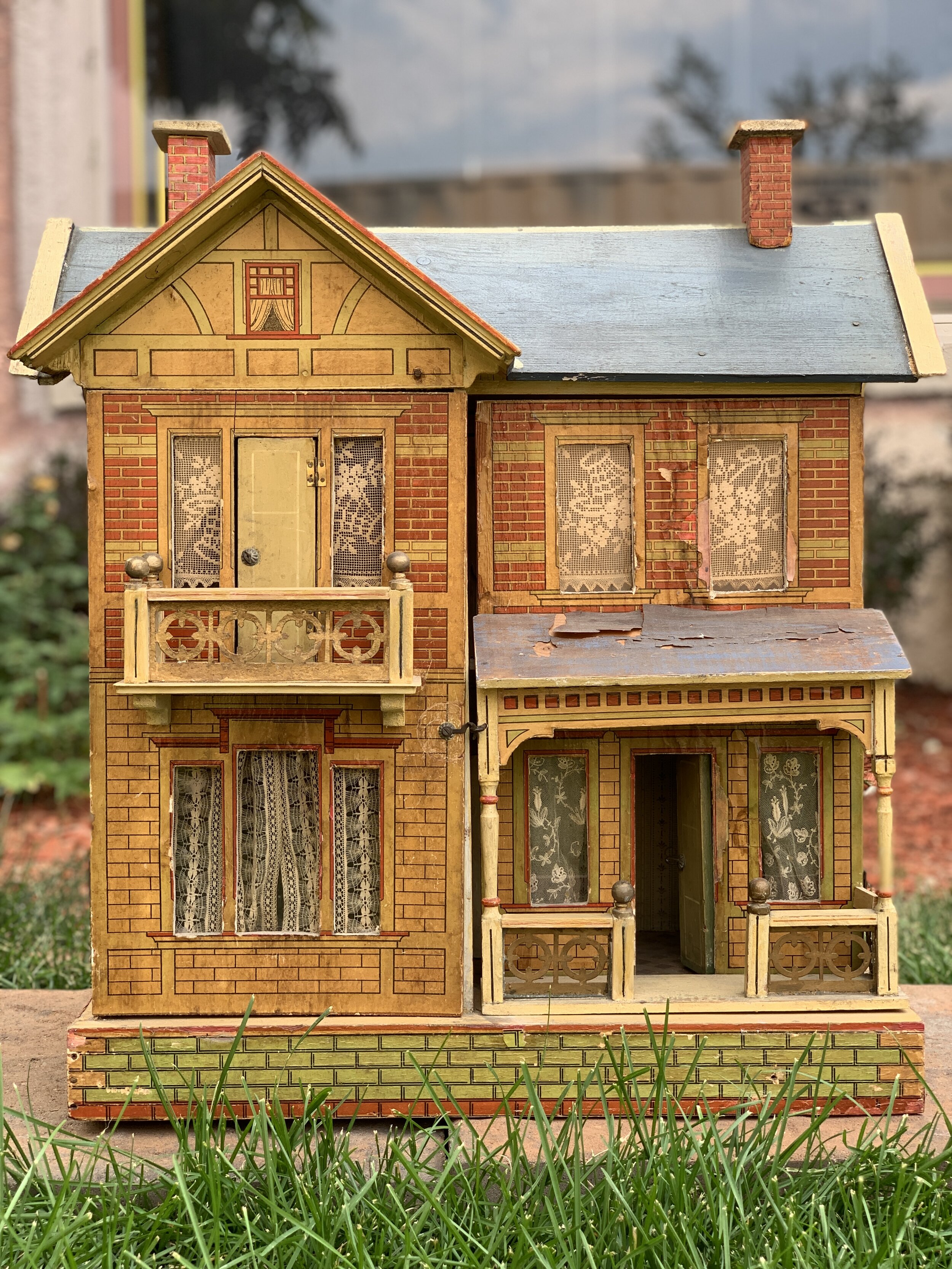 Amazing Large Antique German Gottschalk Lithograph Dollhouse c.1900